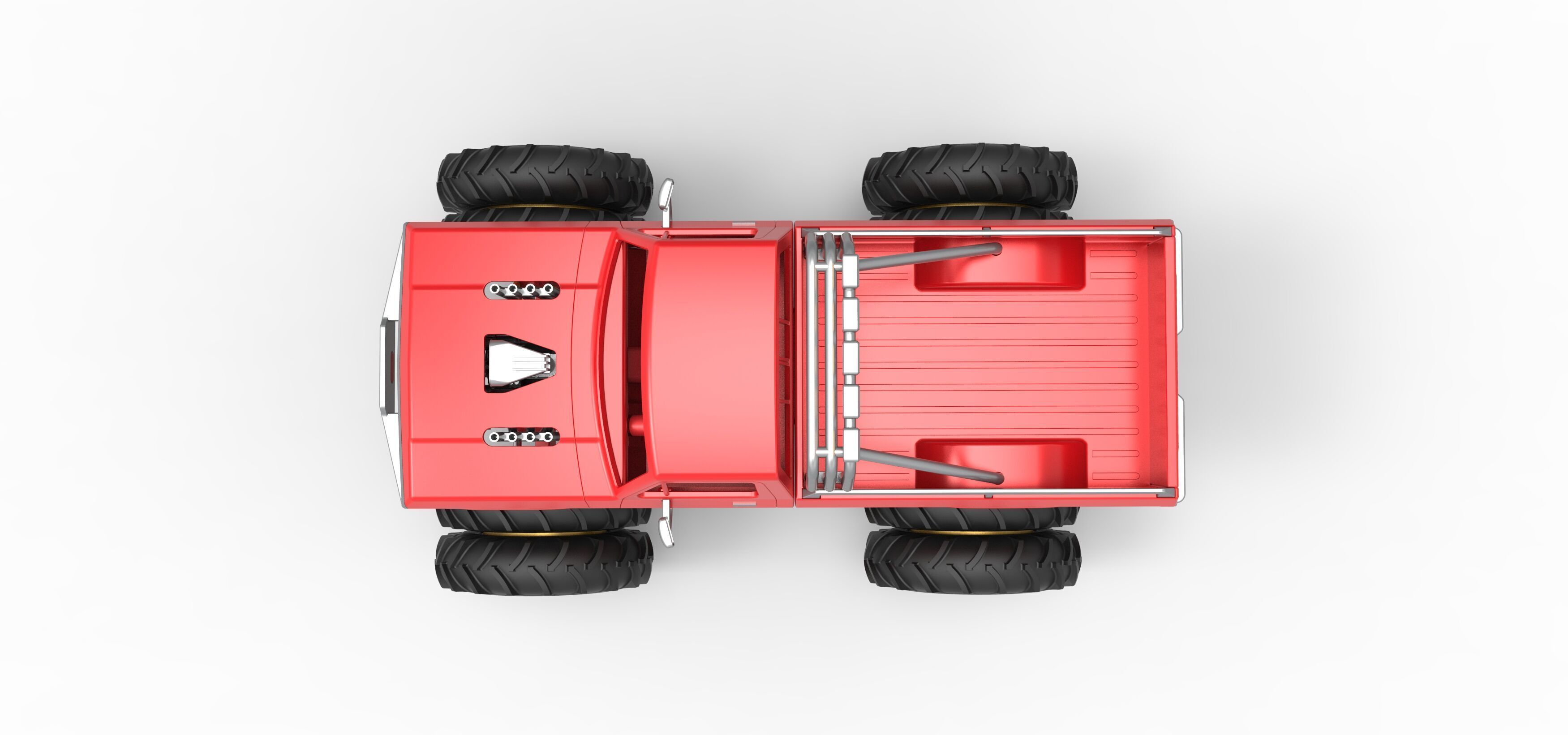 Vintage Monster Truck with double wheels Scale 1 to 25 3D print model_11