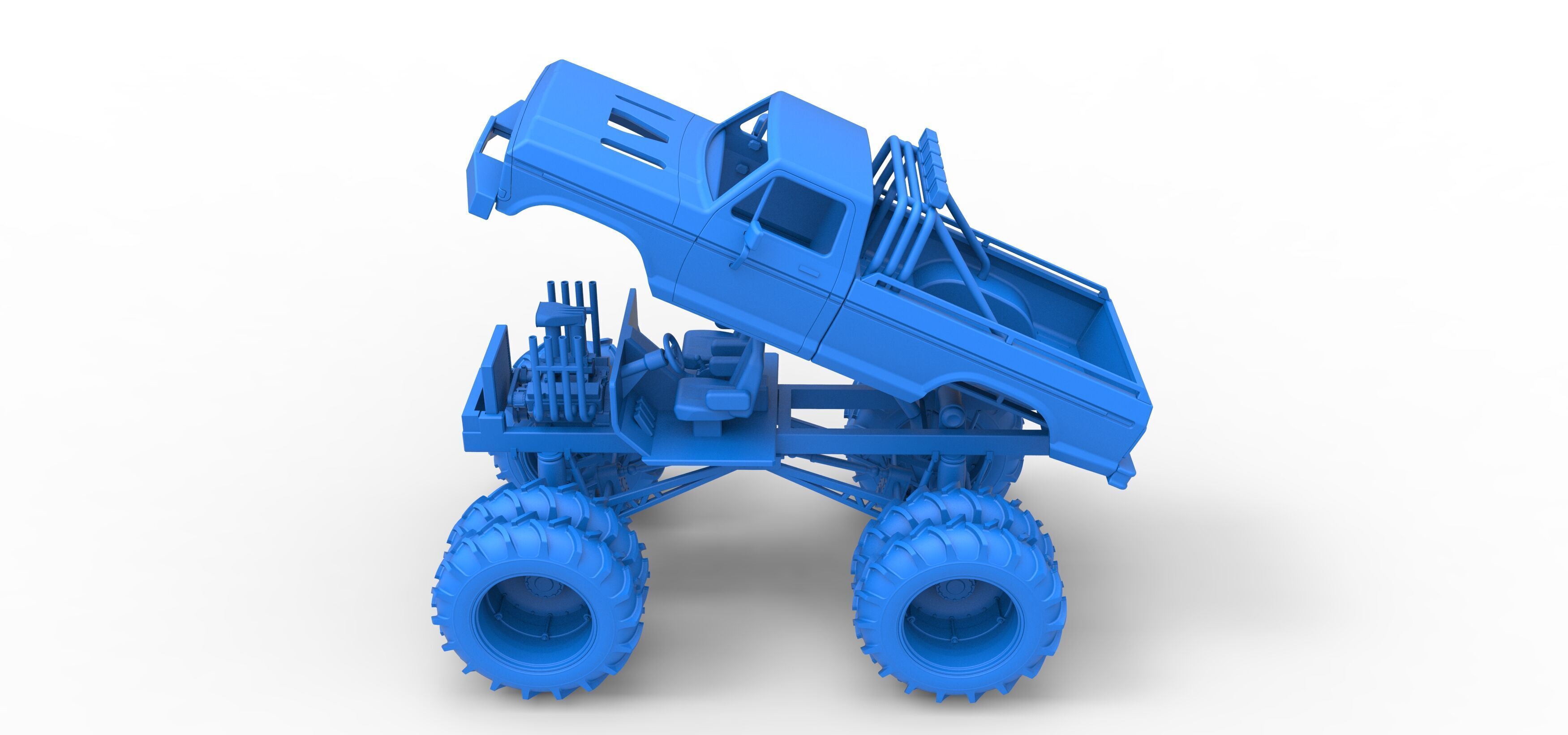 Vintage Monster Truck with double wheels Scale 1 to 25 3D print model_46