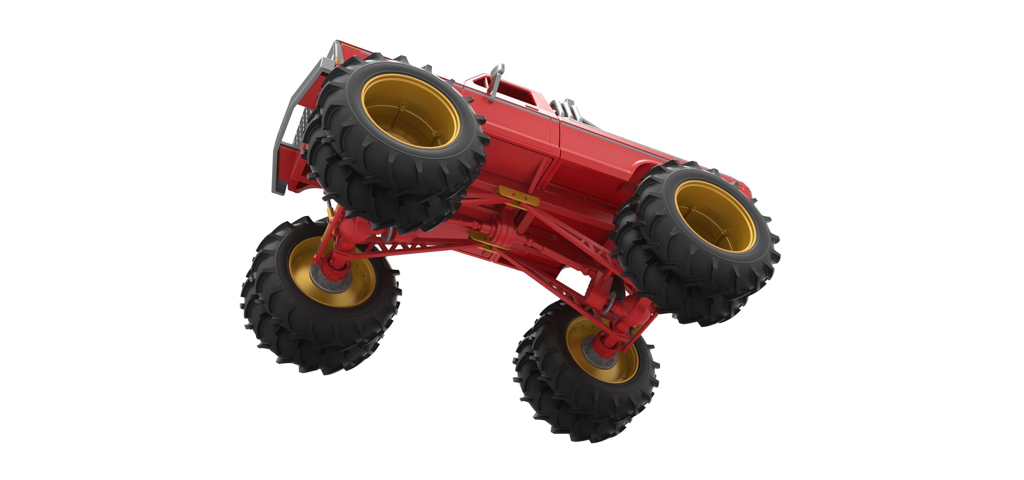 Vintage Monster Truck with double wheels Scale 1 to 25 3D print model_3