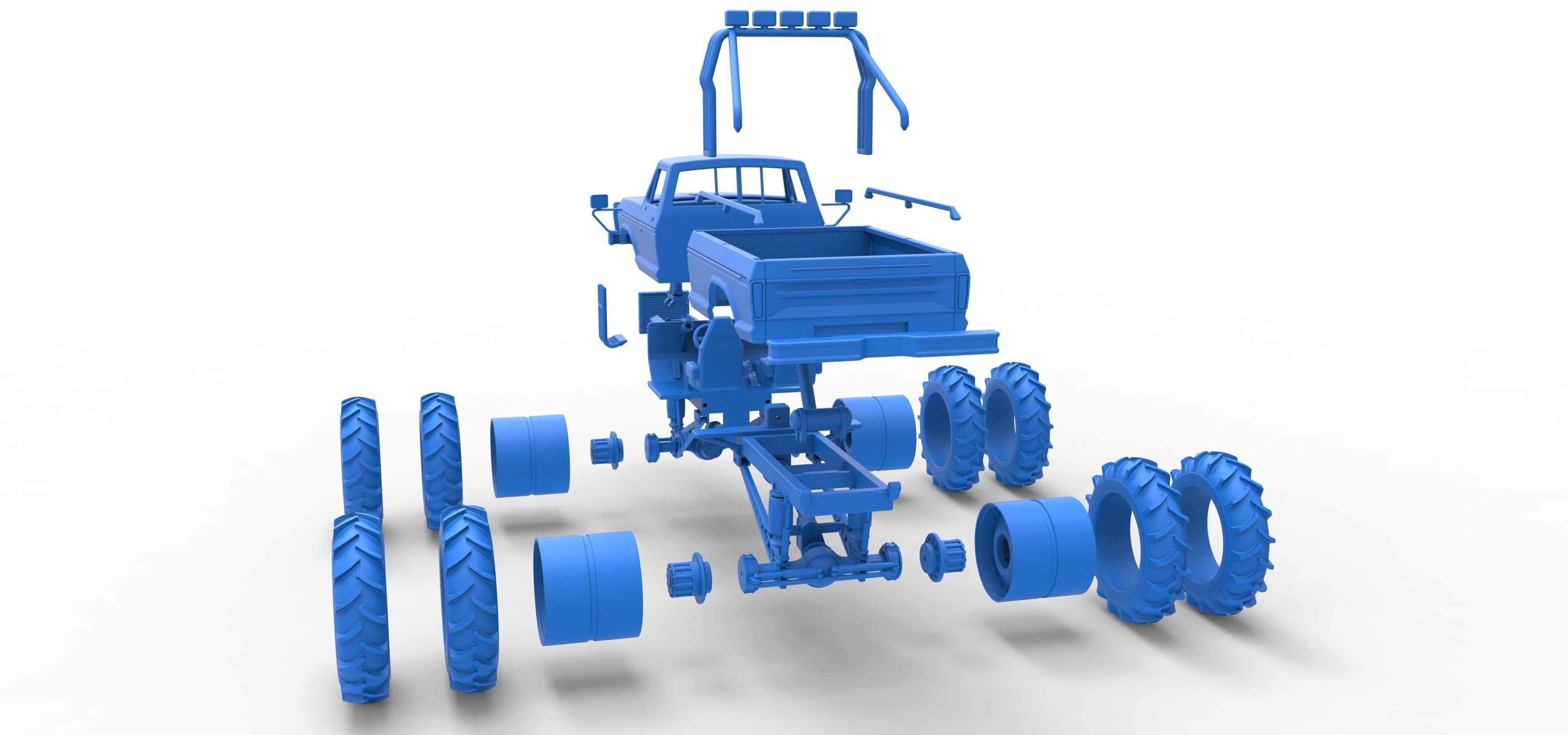 Vintage Monster Truck with double wheels Scale 1 to 25 3D print model_55