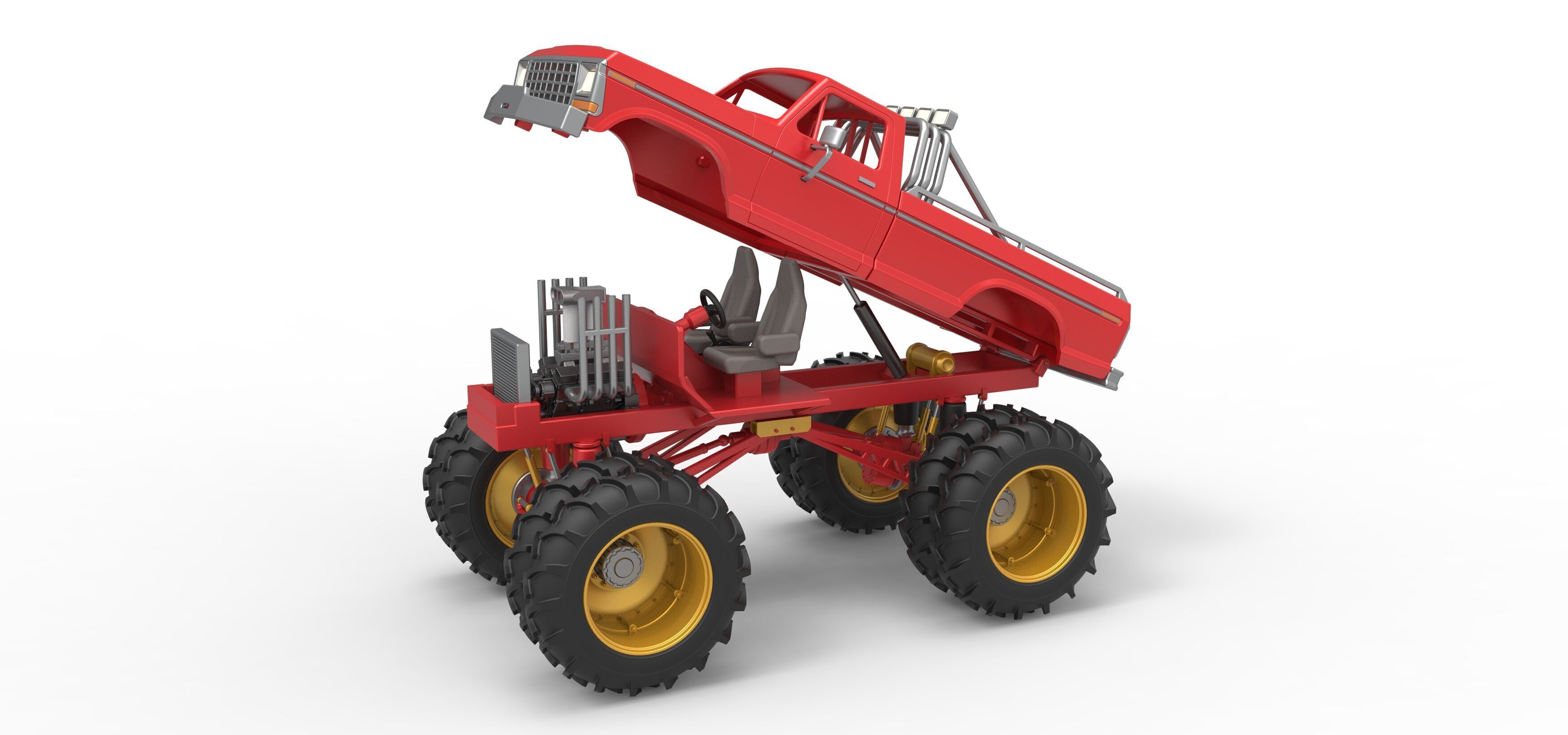 Vintage Monster Truck with double wheels Scale 1 to 25 3D print model_18