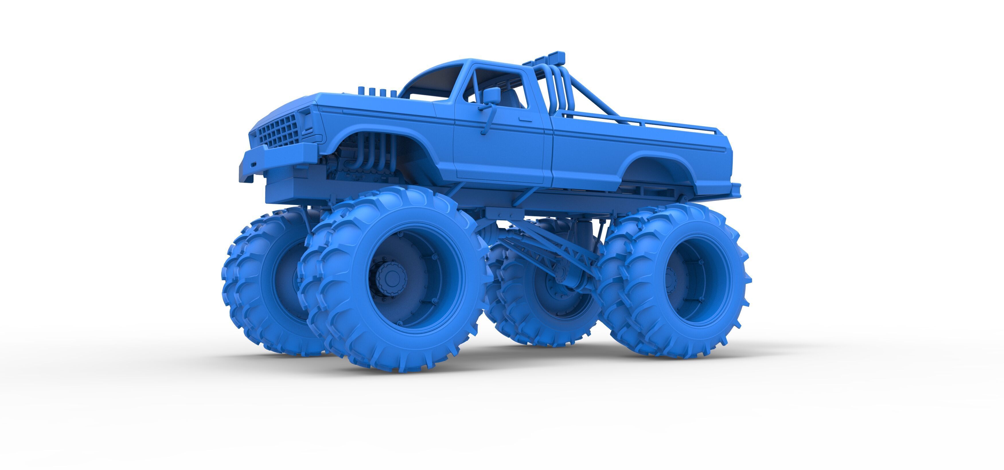 Vintage Monster Truck with double wheels Scale 1 to 25 3D print model_26
