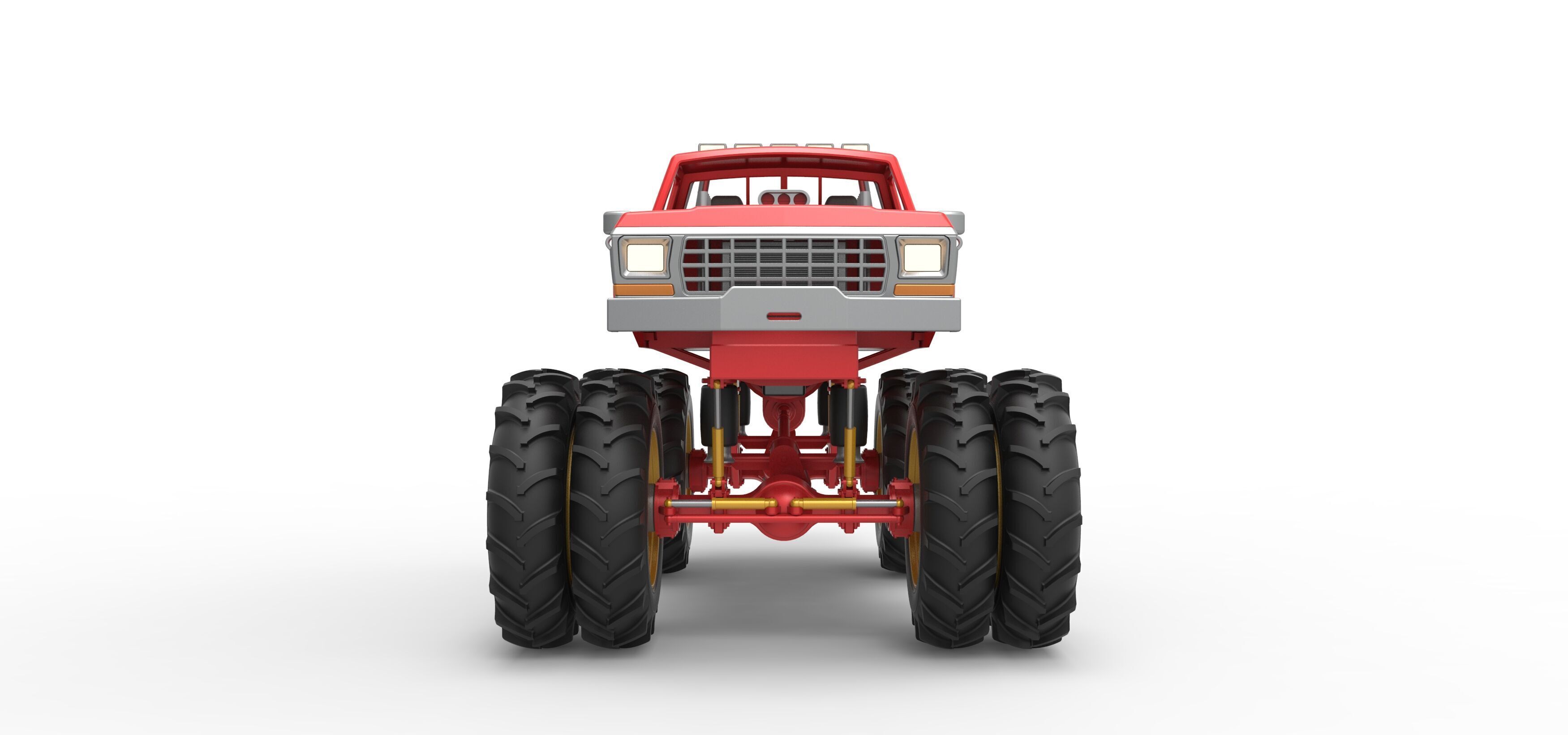 Vintage Monster Truck with double wheels Scale 1 to 25 3D print model_7