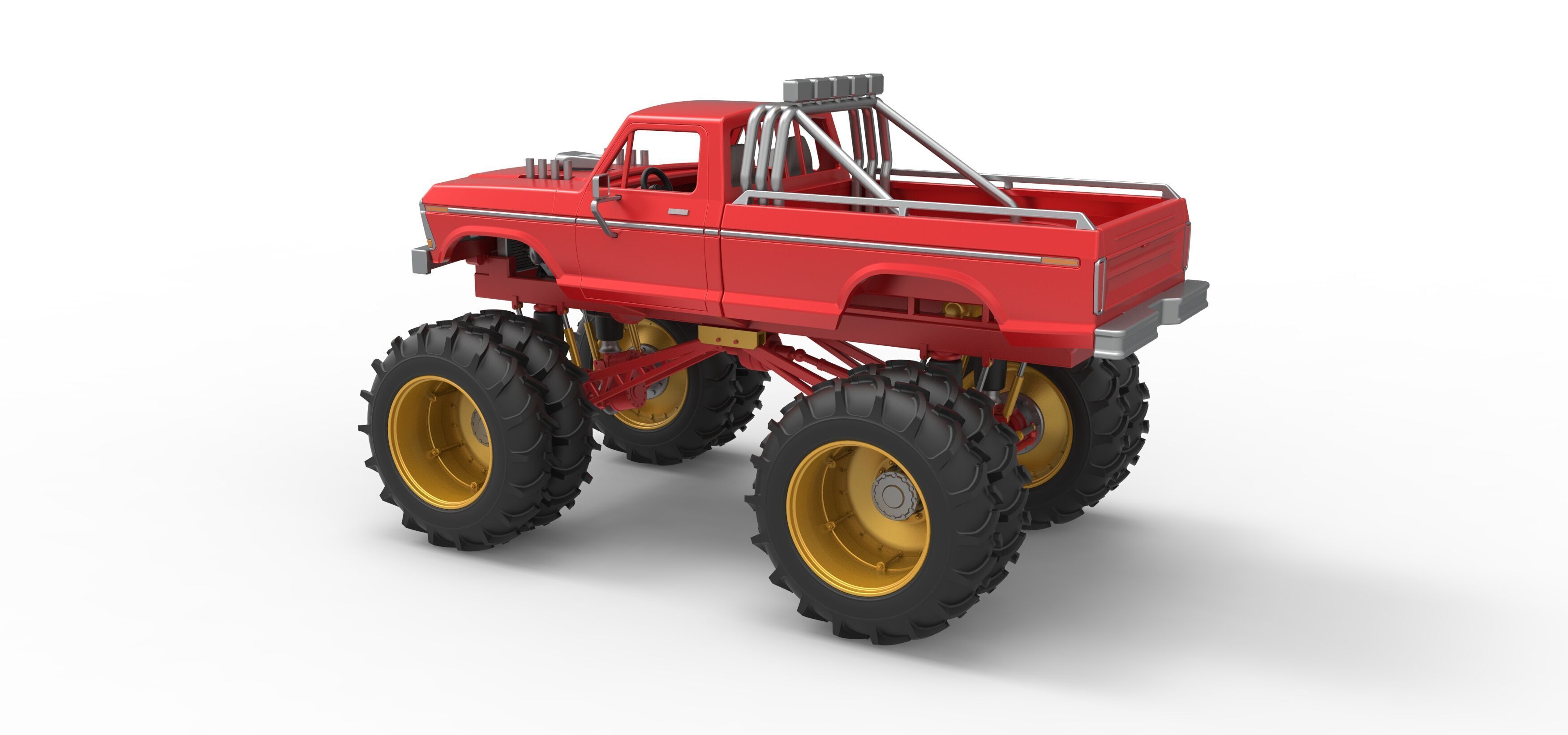 Vintage Monster Truck with double wheels Scale 1 to 25 3D print model_12