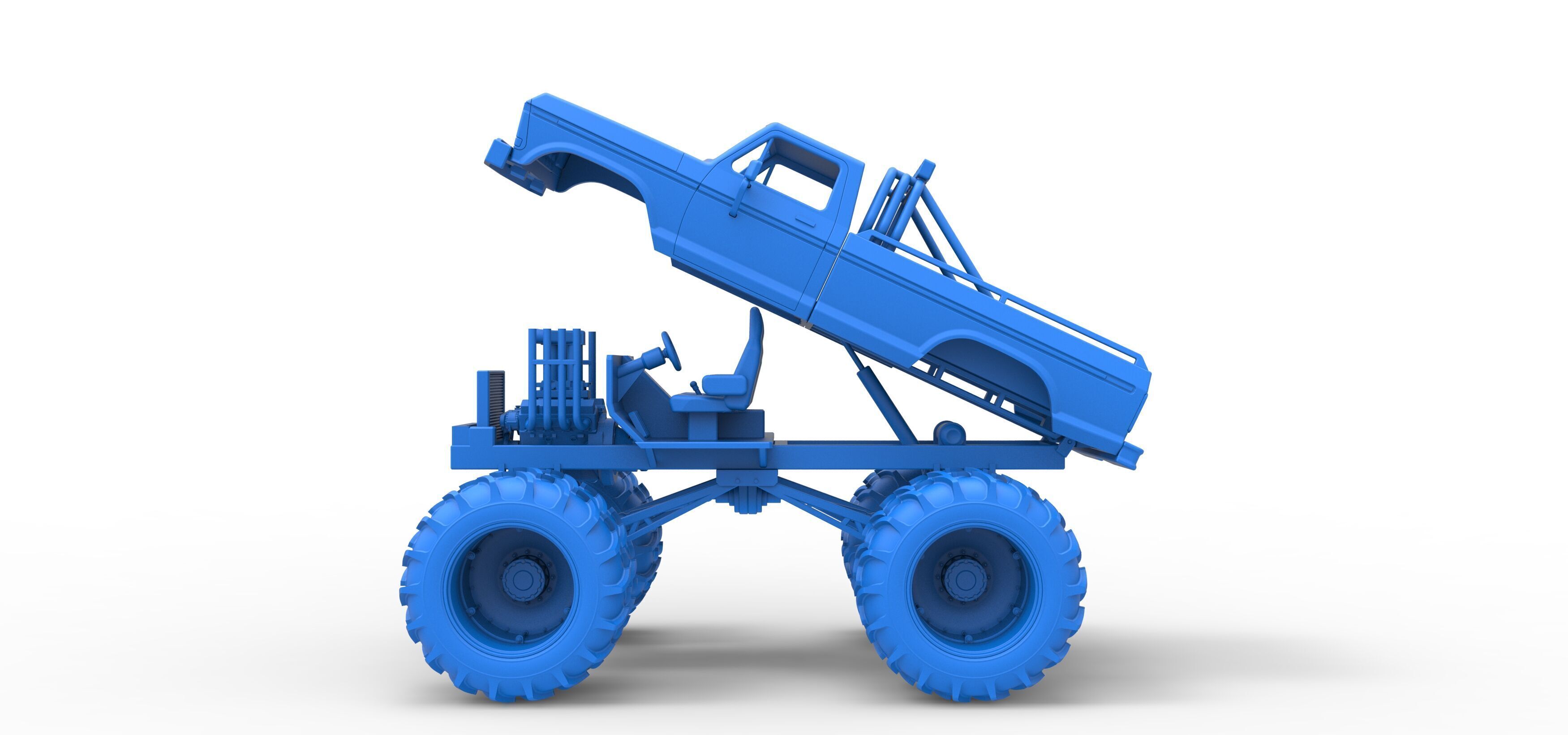Vintage Monster Truck with double wheels Scale 1 to 25 3D print model_45