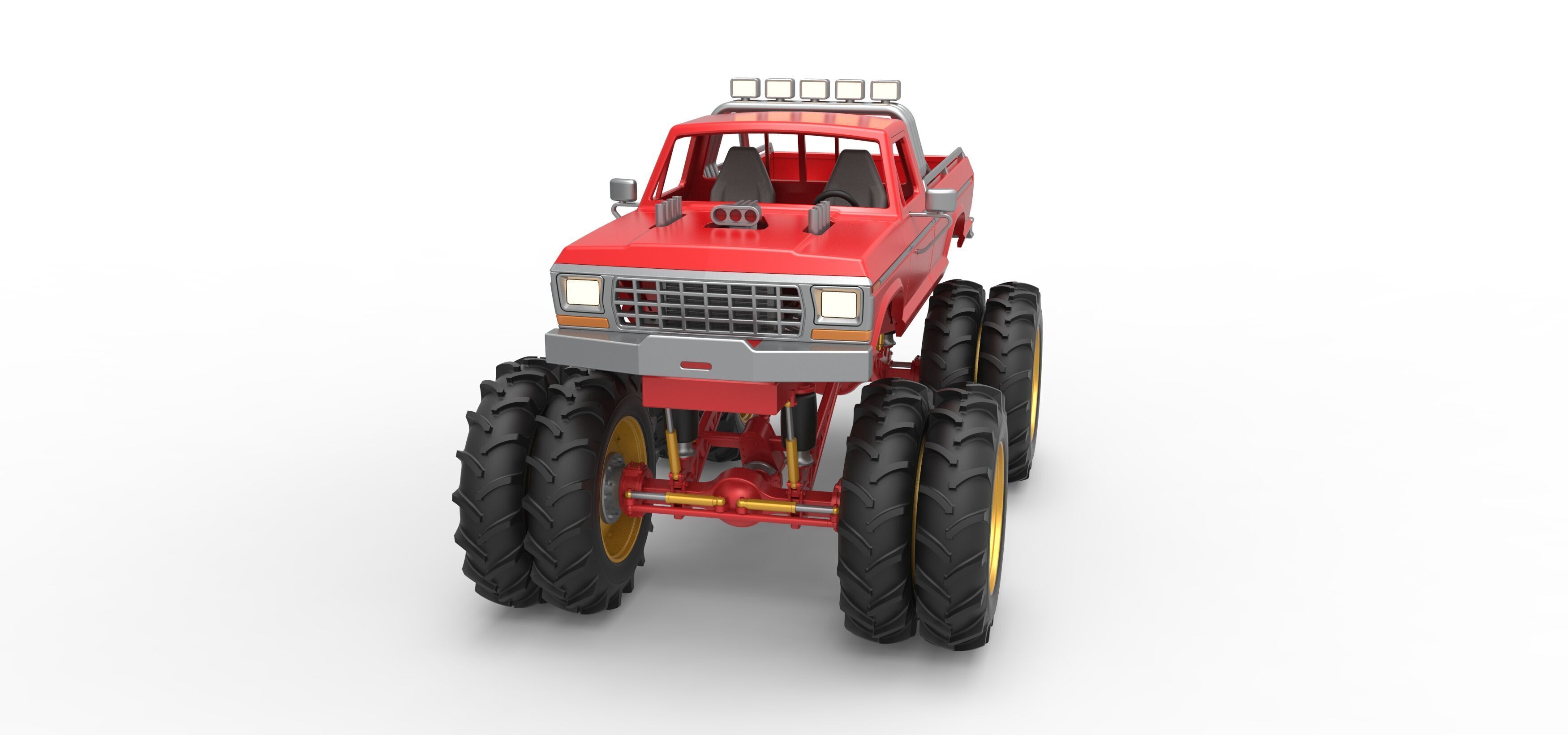 Vintage Monster Truck with double wheels Scale 1 to 25 3D print model_5