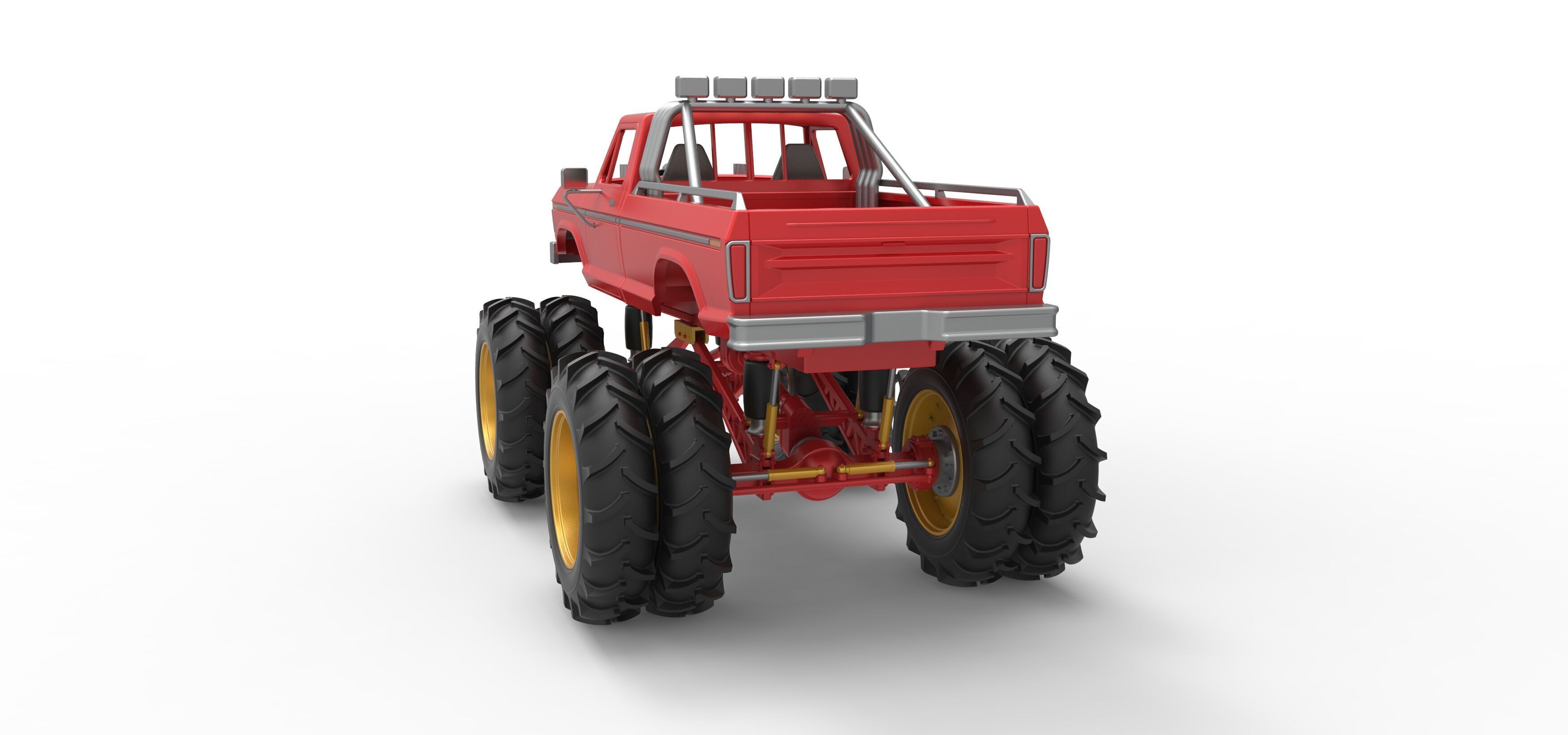 Vintage Monster Truck with double wheels Scale 1 to 25 3D print model_14
