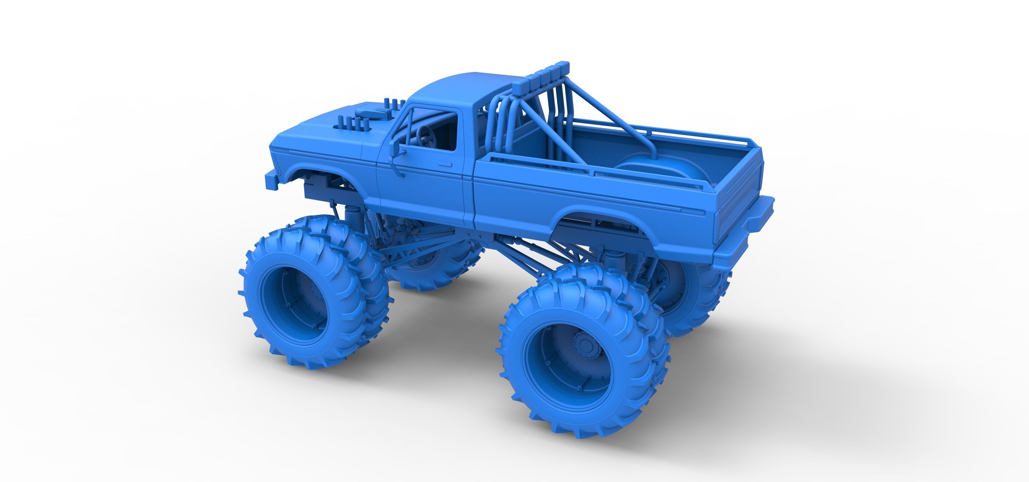 Vintage Monster Truck with double wheels Scale 1 to 25 3D print model_34