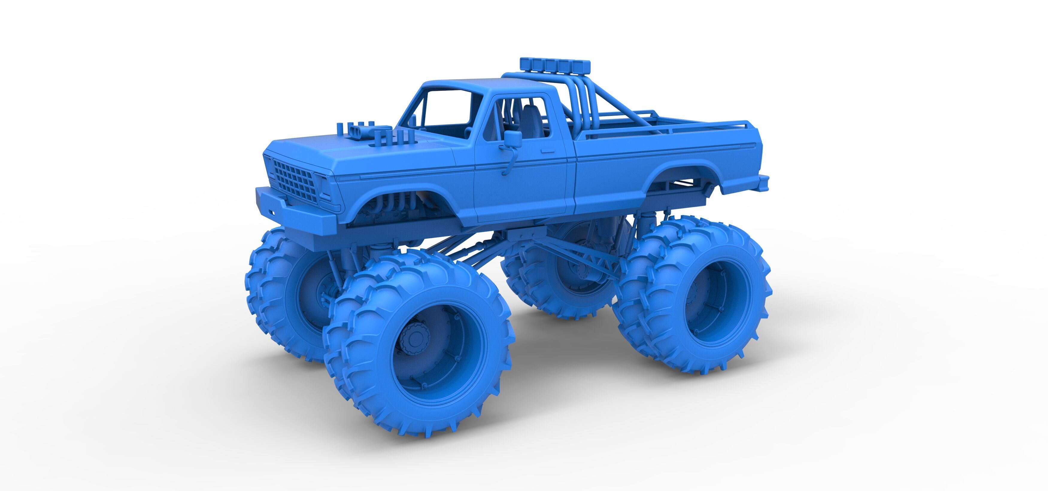 Vintage Monster Truck with double wheels Scale 1 to 25 3D print model_25