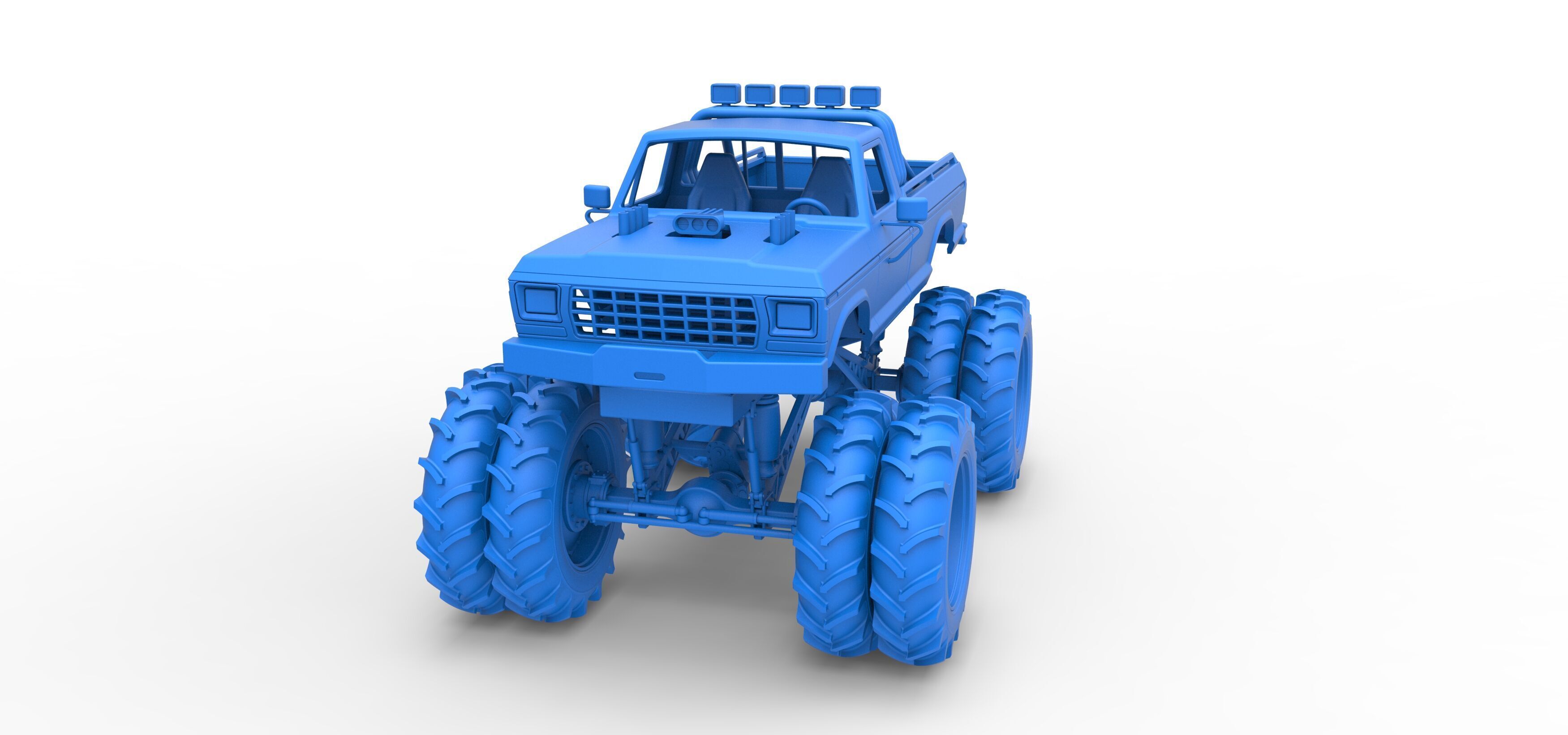 Vintage Monster Truck with double wheels Scale 1 to 25 3D print model_27