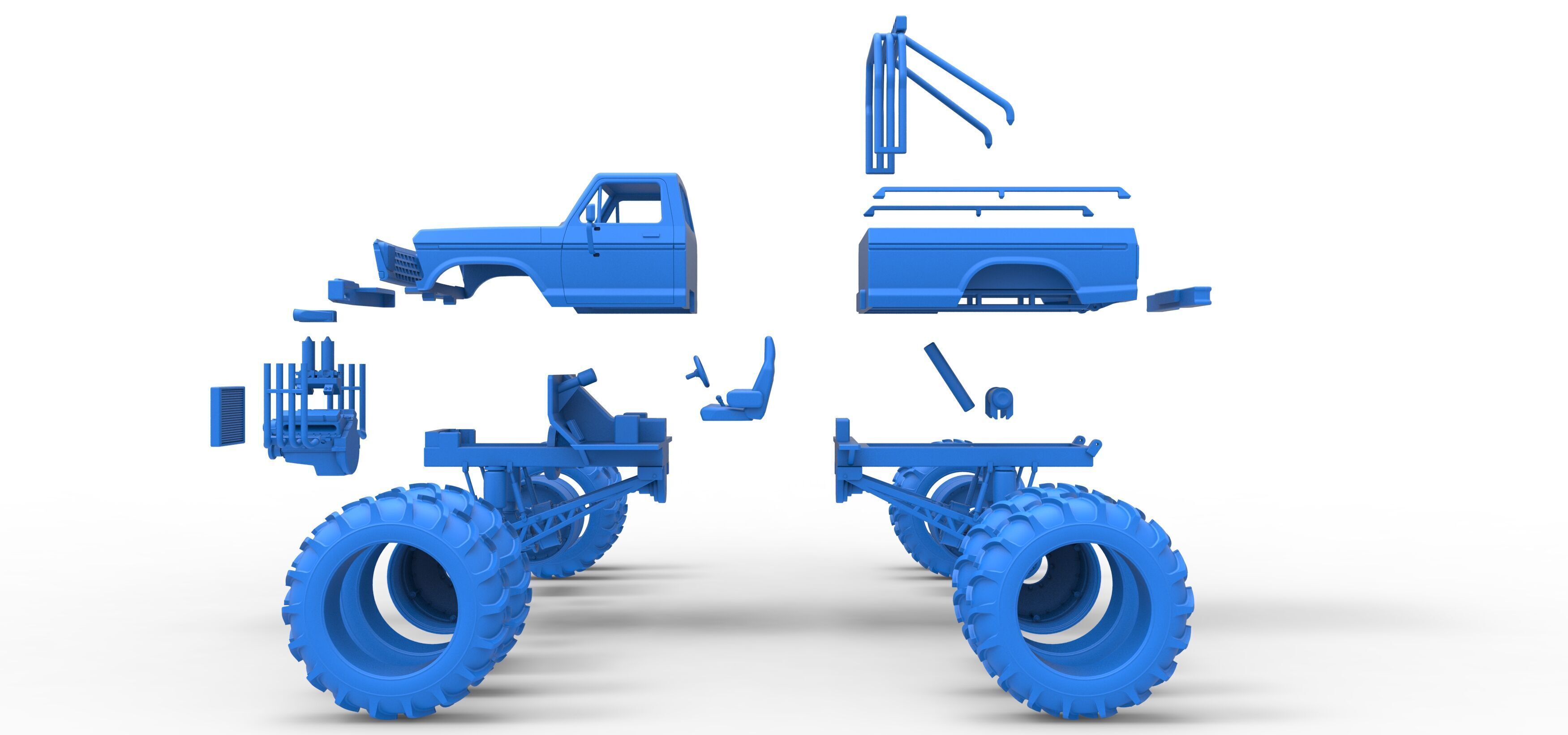 Vintage Monster Truck with double wheels Scale 1 to 25 3D print model_52