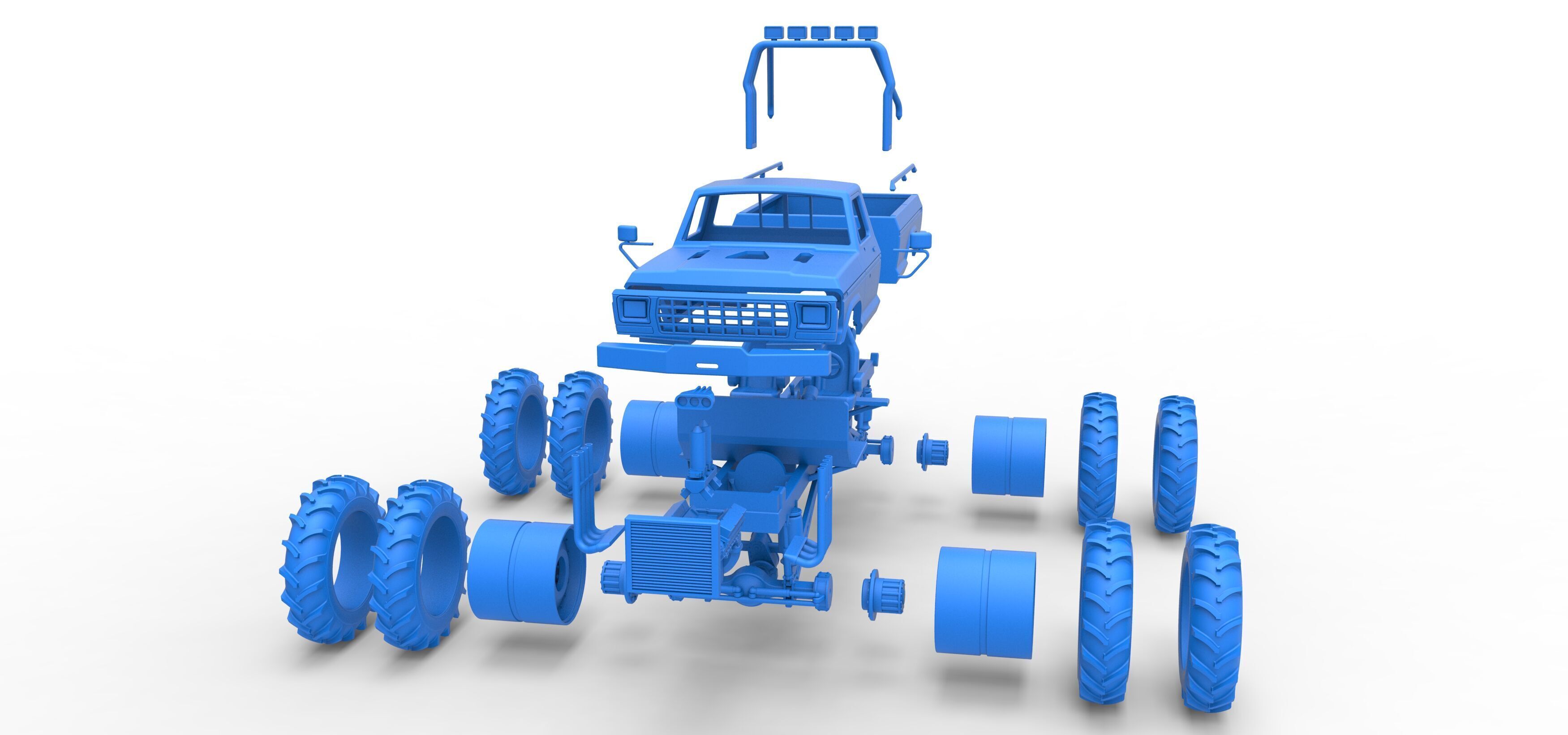 Vintage Monster Truck with double wheels Scale 1 to 25 3D print model_51