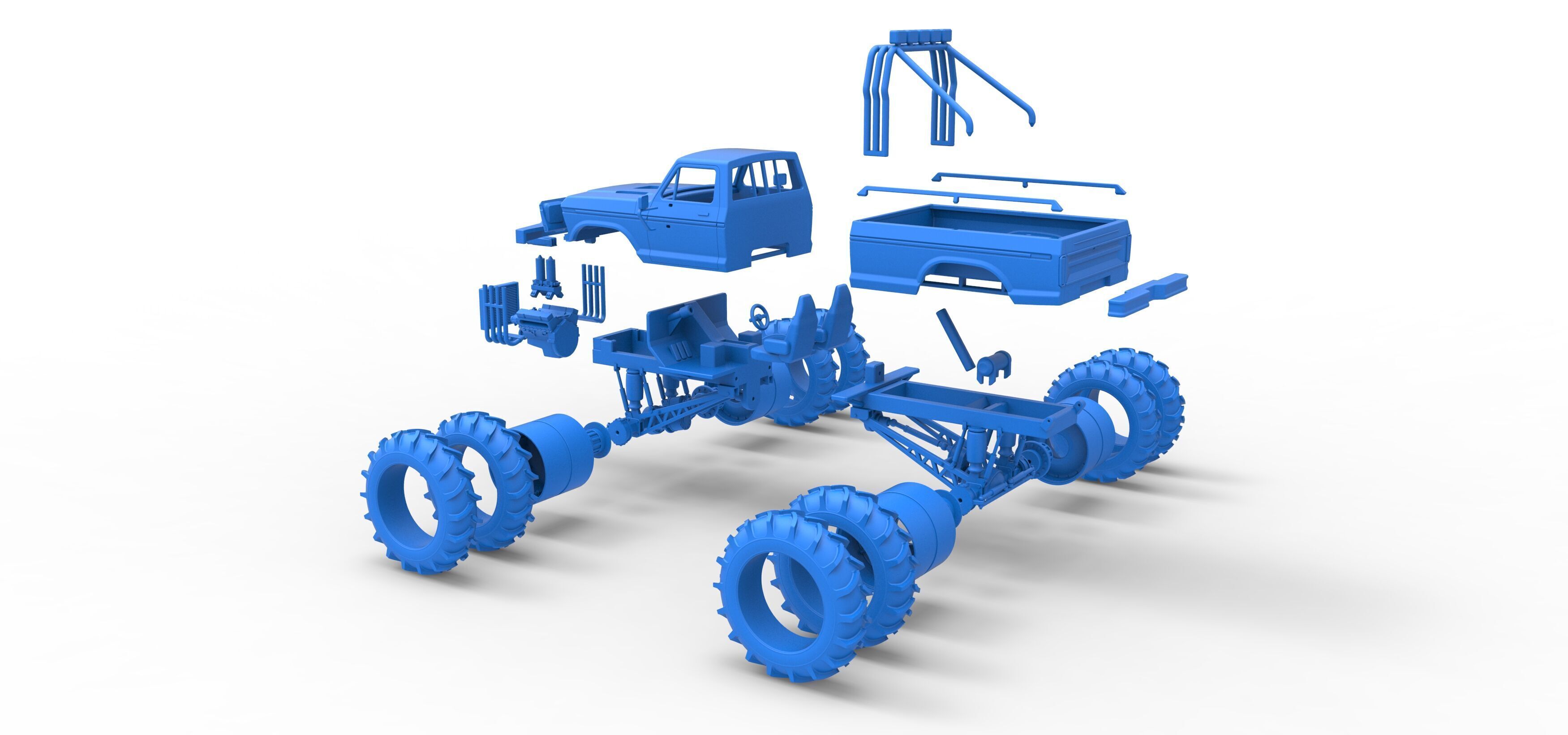 Vintage Monster Truck with double wheels Scale 1 to 25 3D print model_54