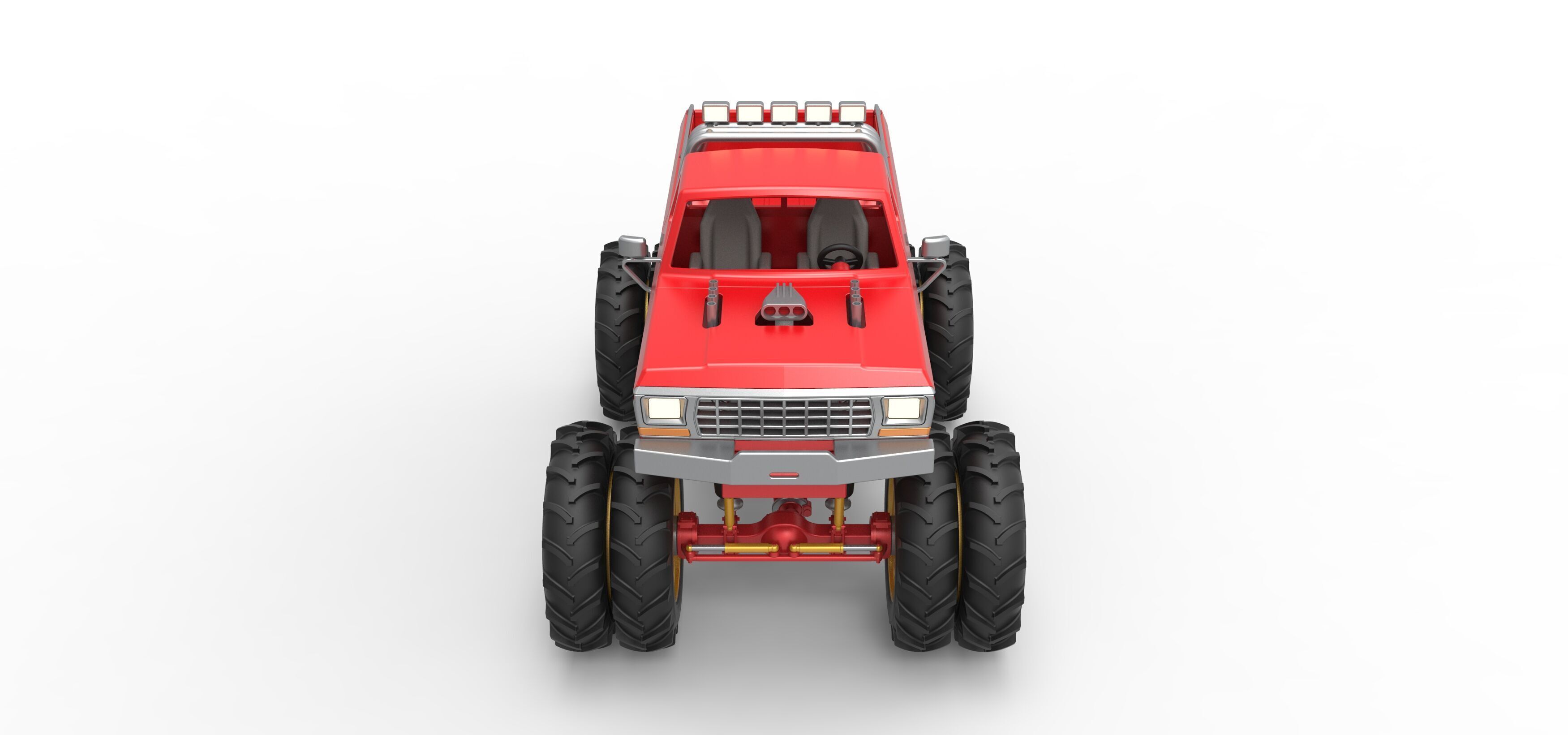 Vintage Monster Truck with double wheels Scale 1 to 25 3D print model_8