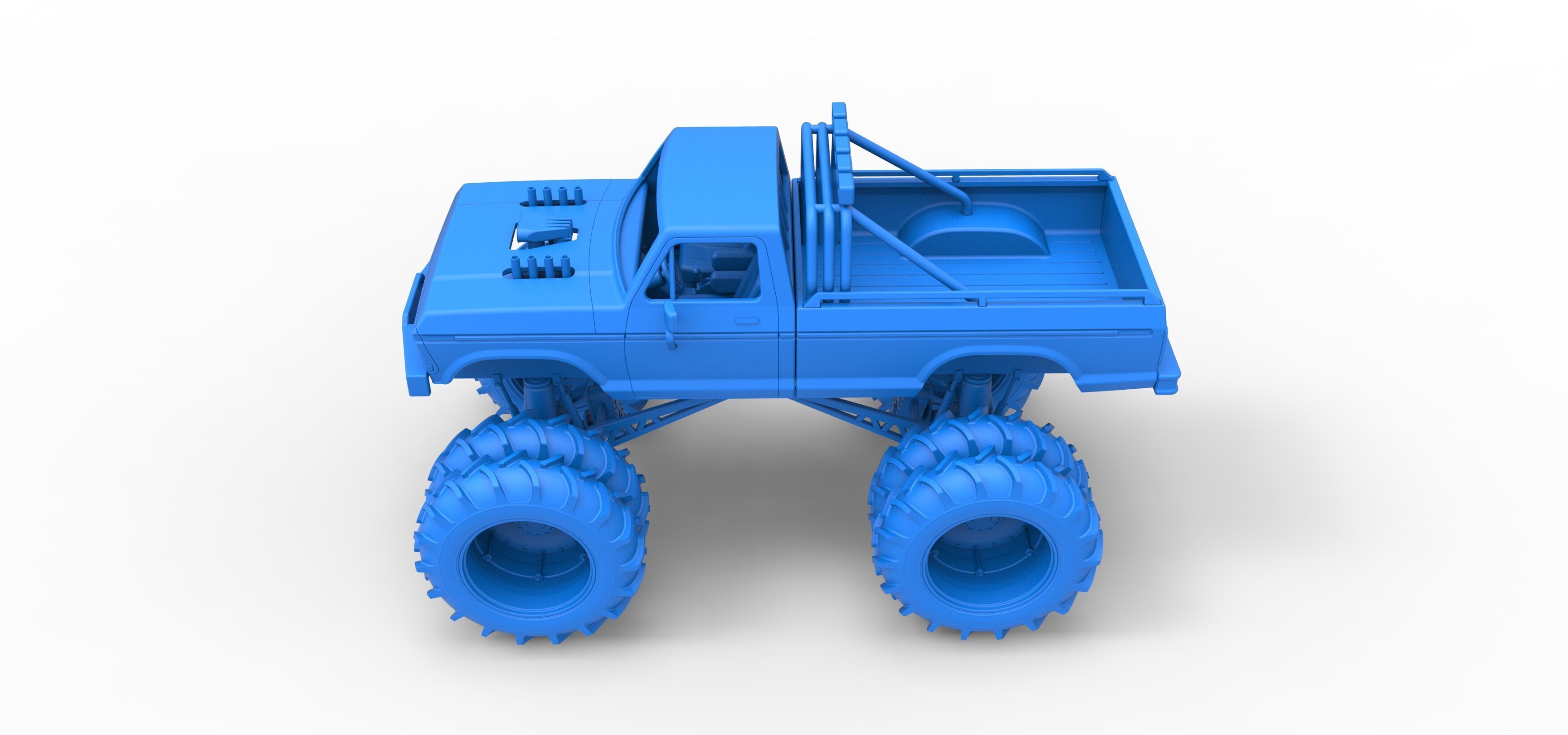 Vintage Monster Truck with double wheels Scale 1 to 25 3D print model_32