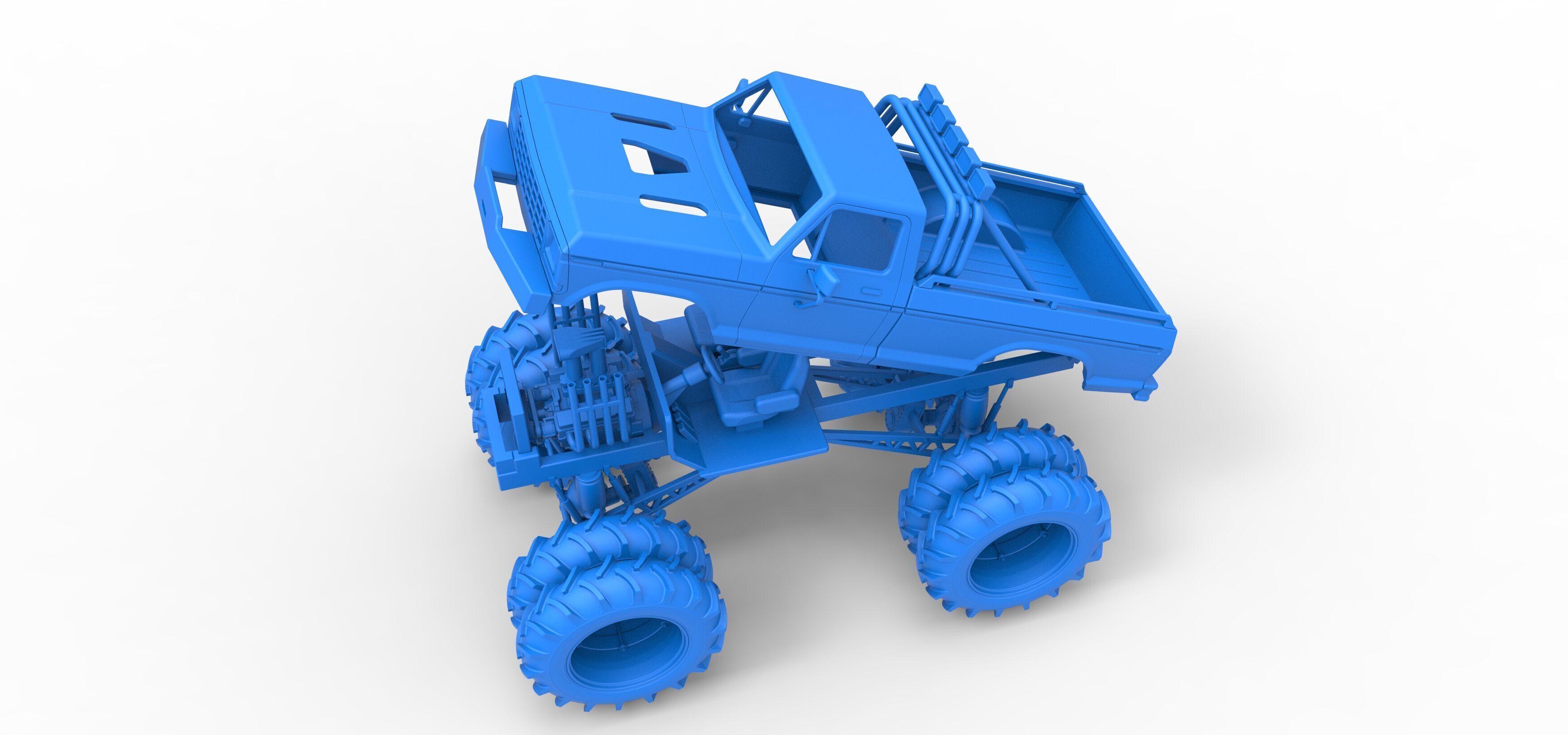 Vintage Monster Truck with double wheels Scale 1 to 25 3D print model_42