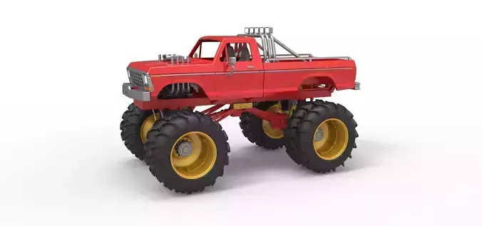 Vintage Monster Truck with double wheels Scale 1 to 25
