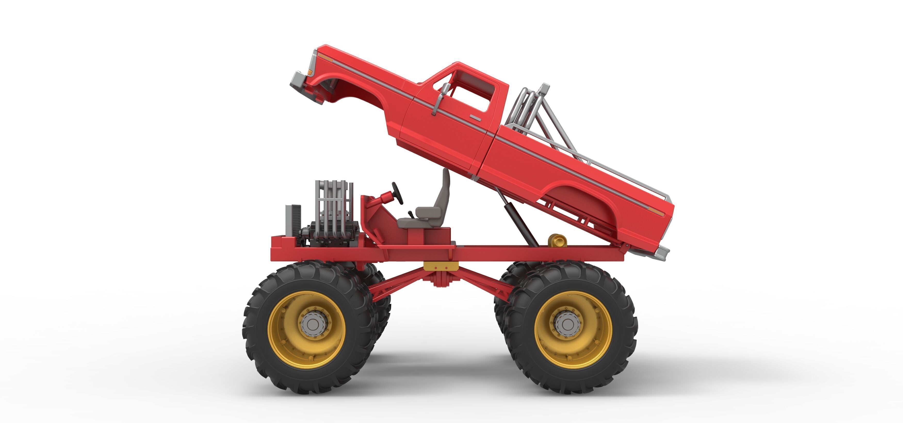 Vintage Monster Truck with double wheels Scale 1 to 25 3D print model_22