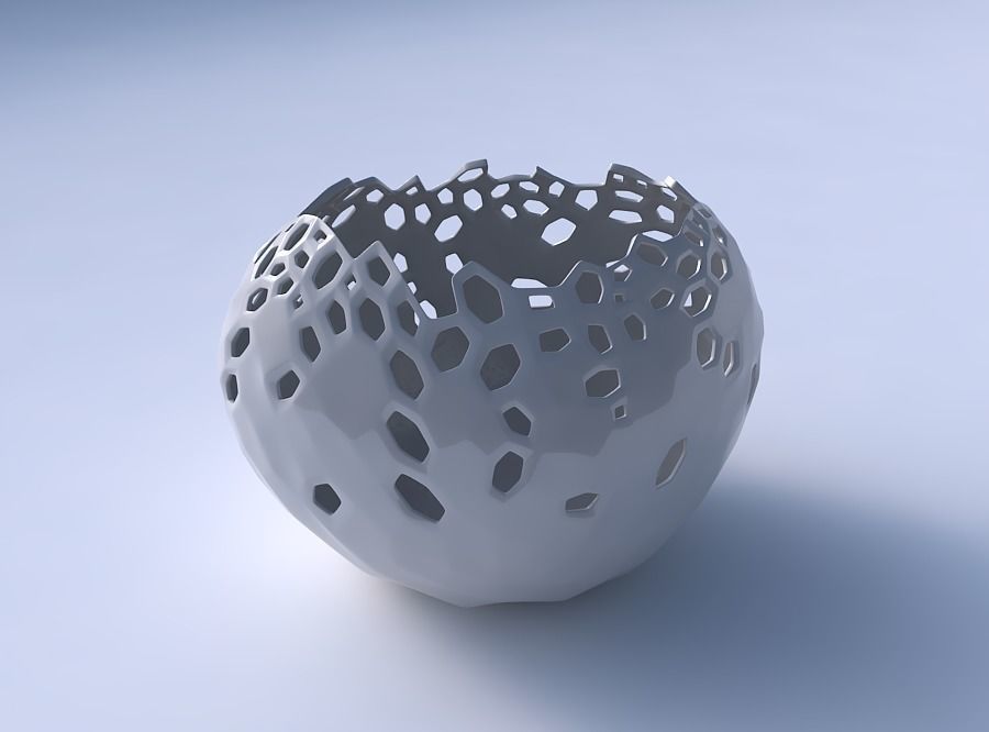 Bowl compressed 2 with smooth crystal skin with holes 3D print model_3