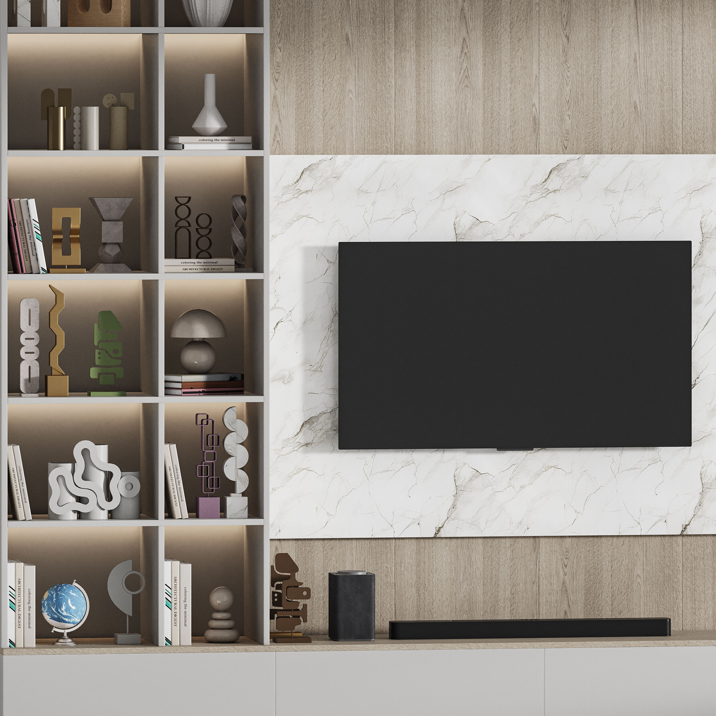 Modern TV Wall 039 3D model_9