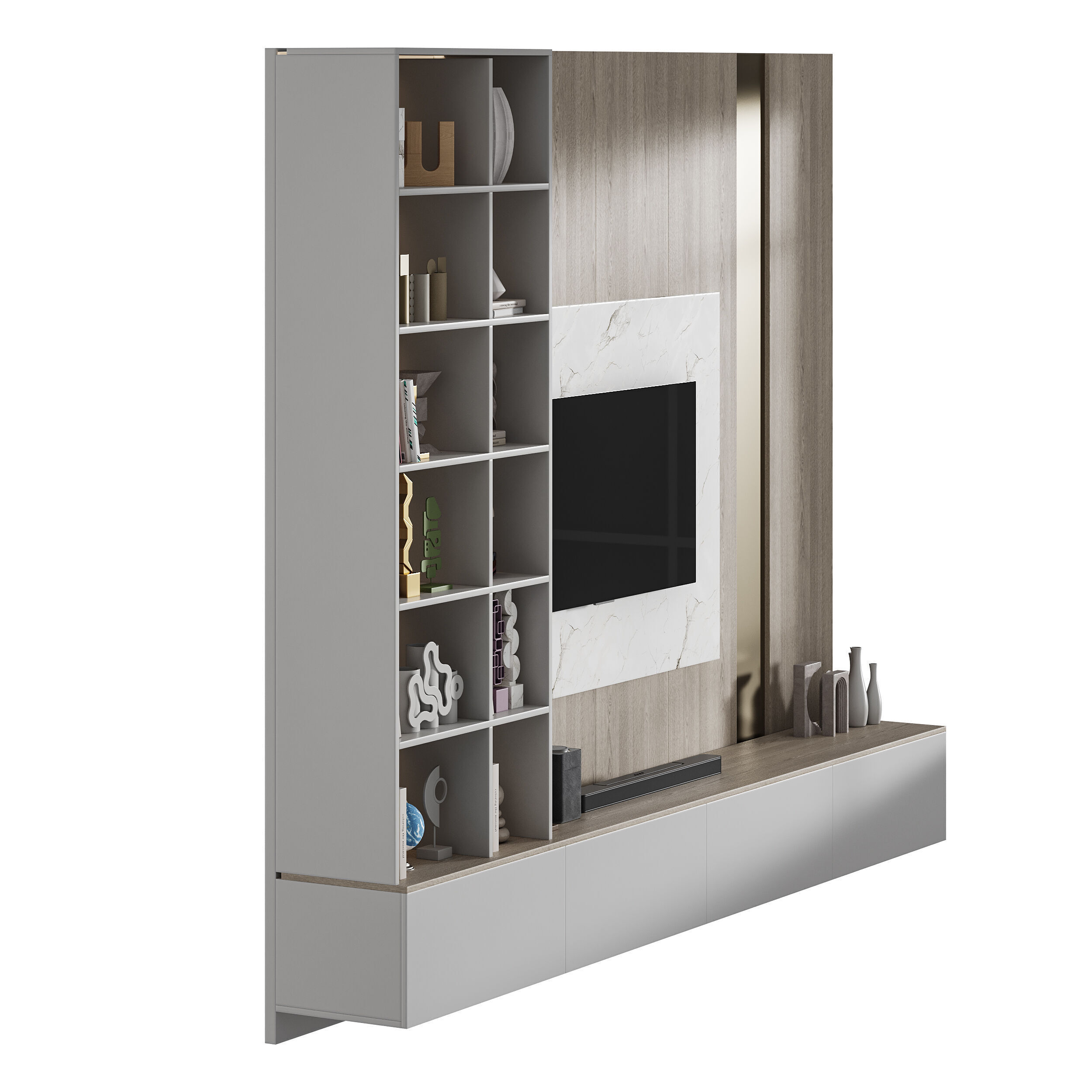 Modern TV Wall 039 3D model_2