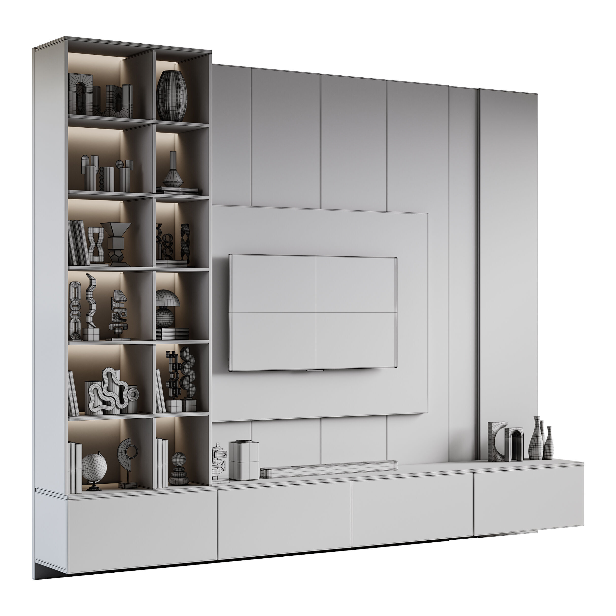 Modern TV Wall 039 3D model_13