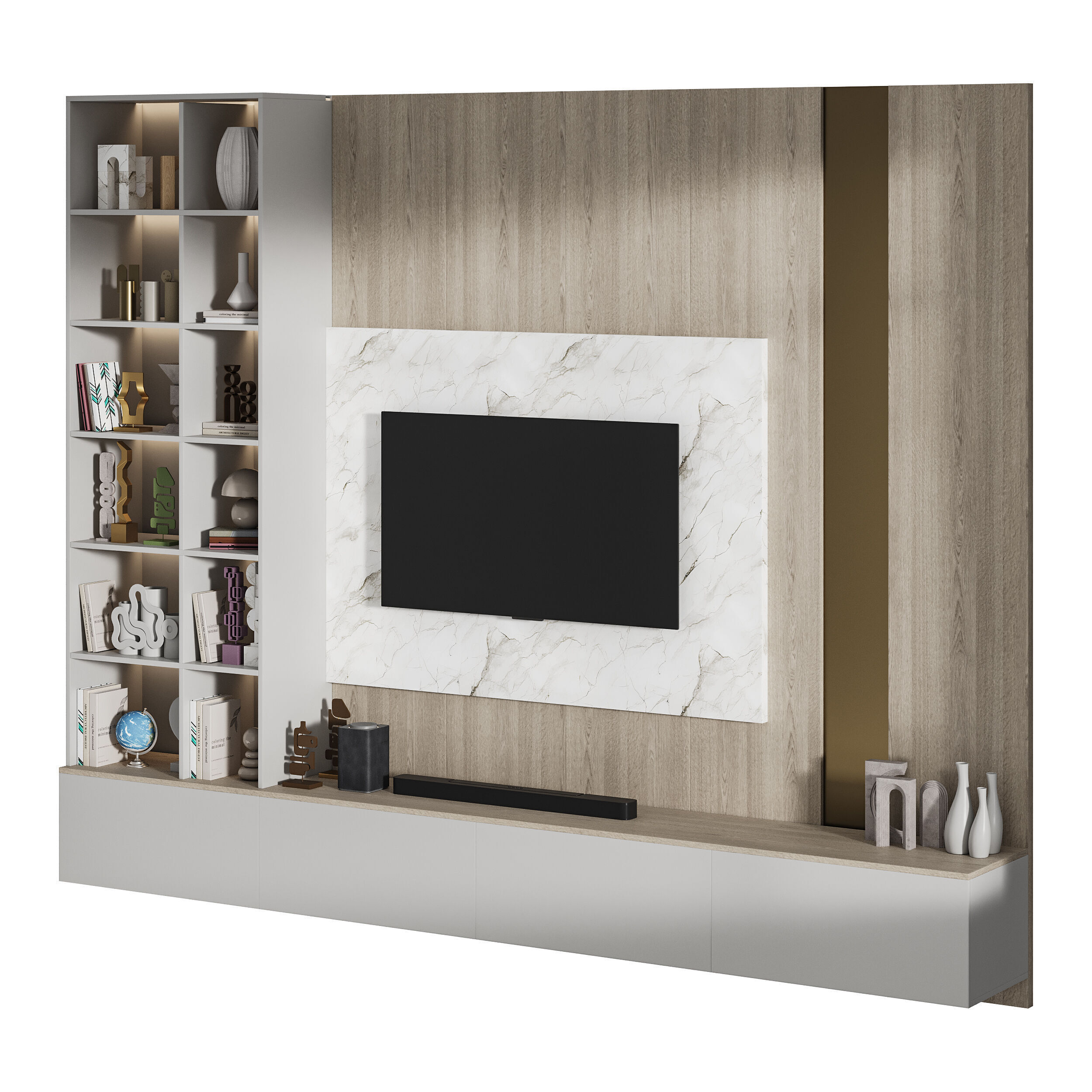 Modern TV Wall 039 3D model_4