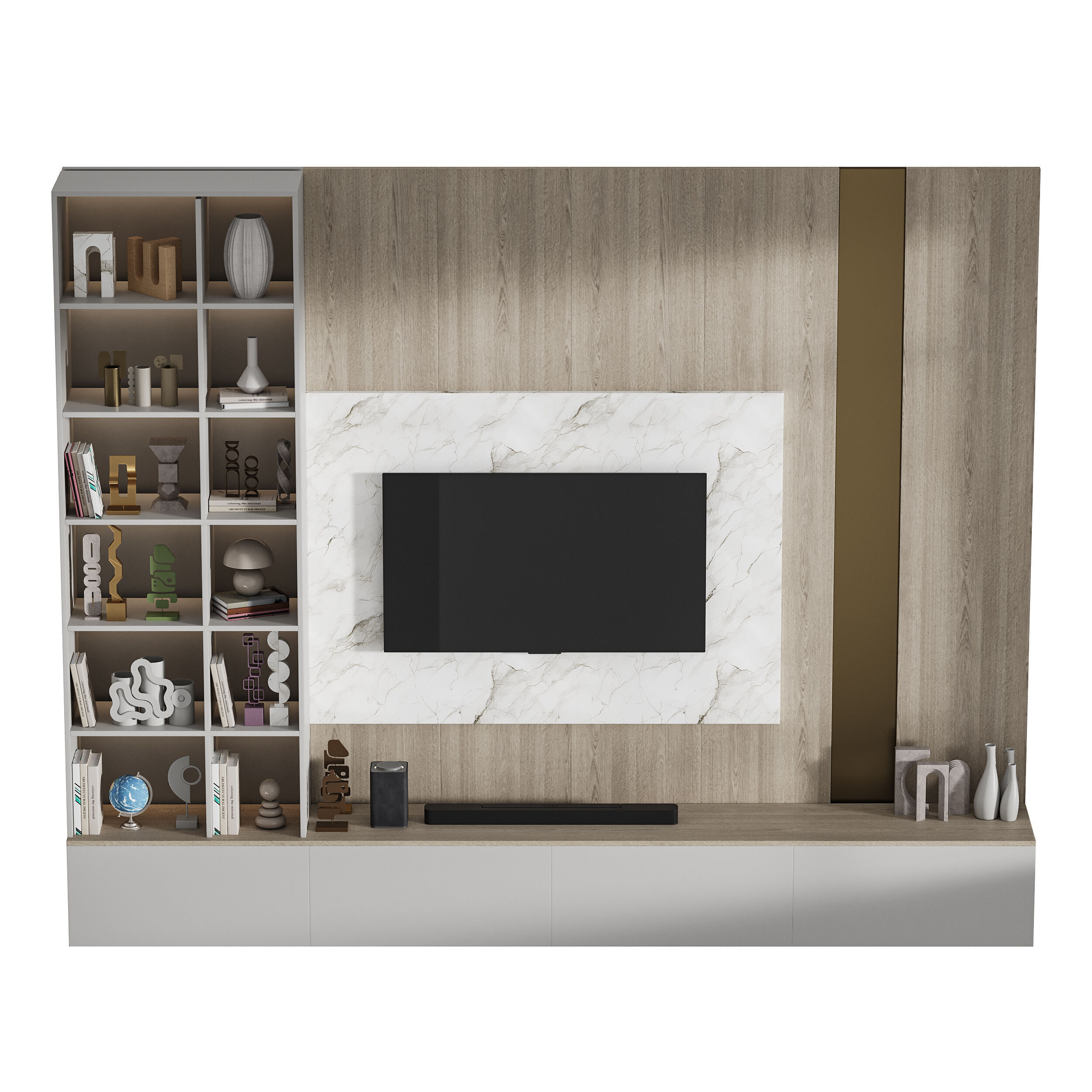 Modern TV Wall 039 3D model_7