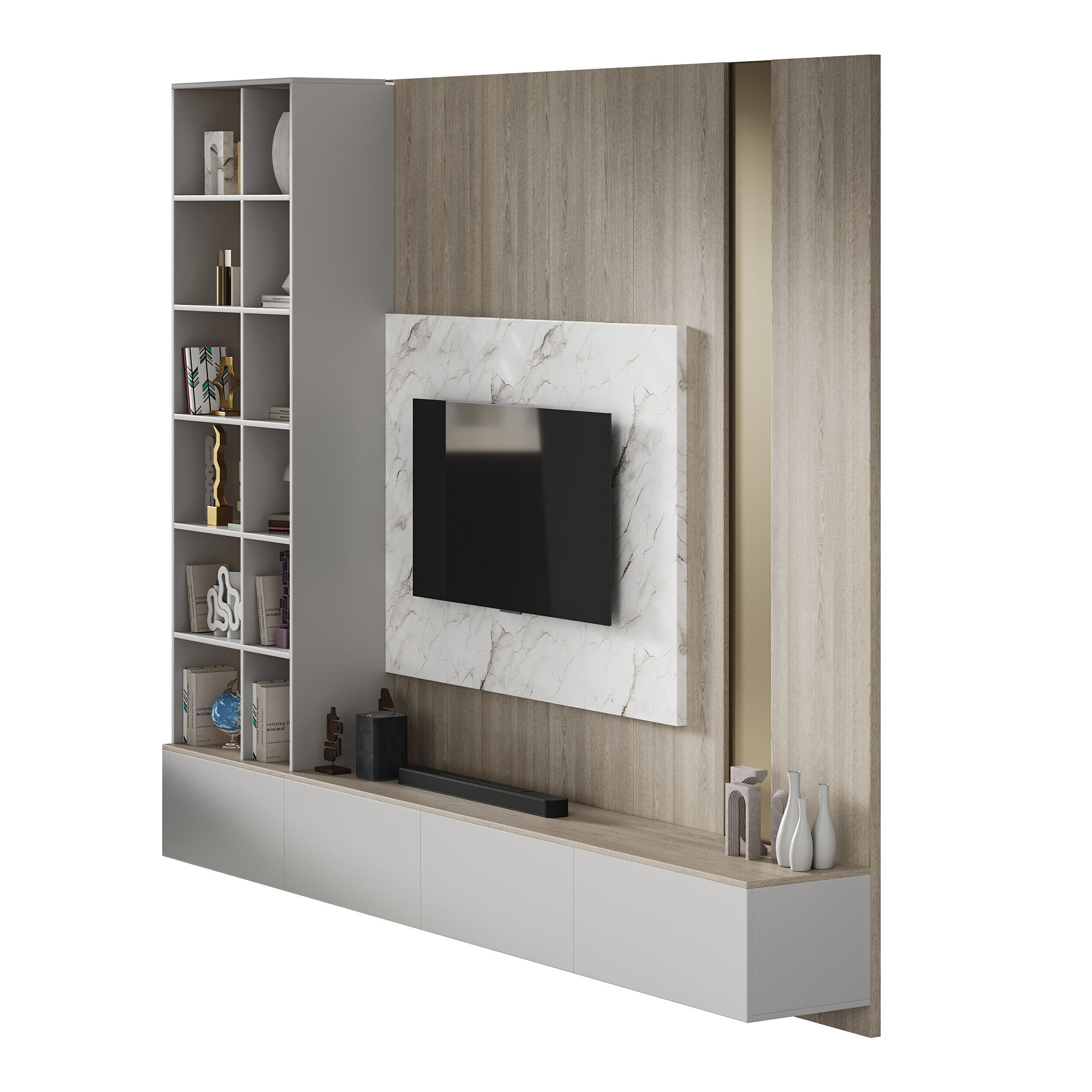 Modern TV Wall 039 3D model_6