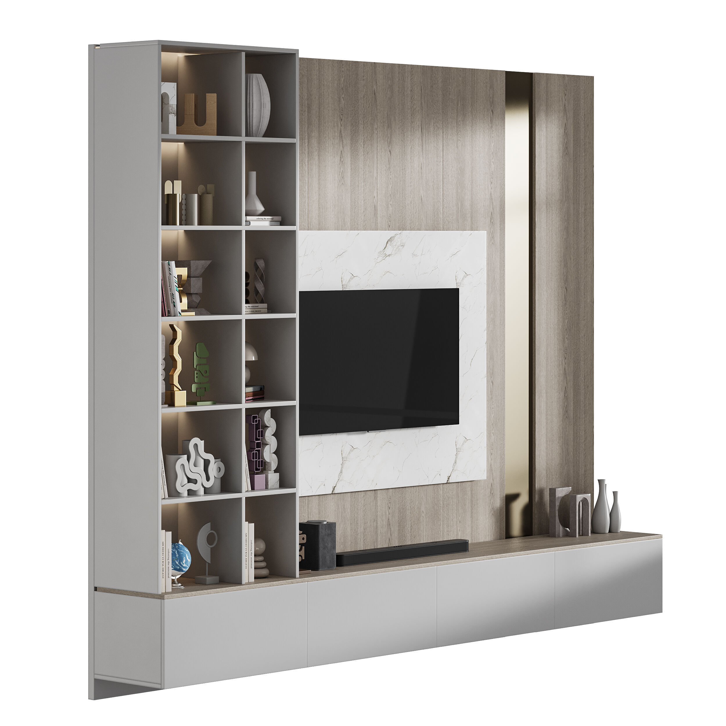 Modern TV Wall 039 3D model_3