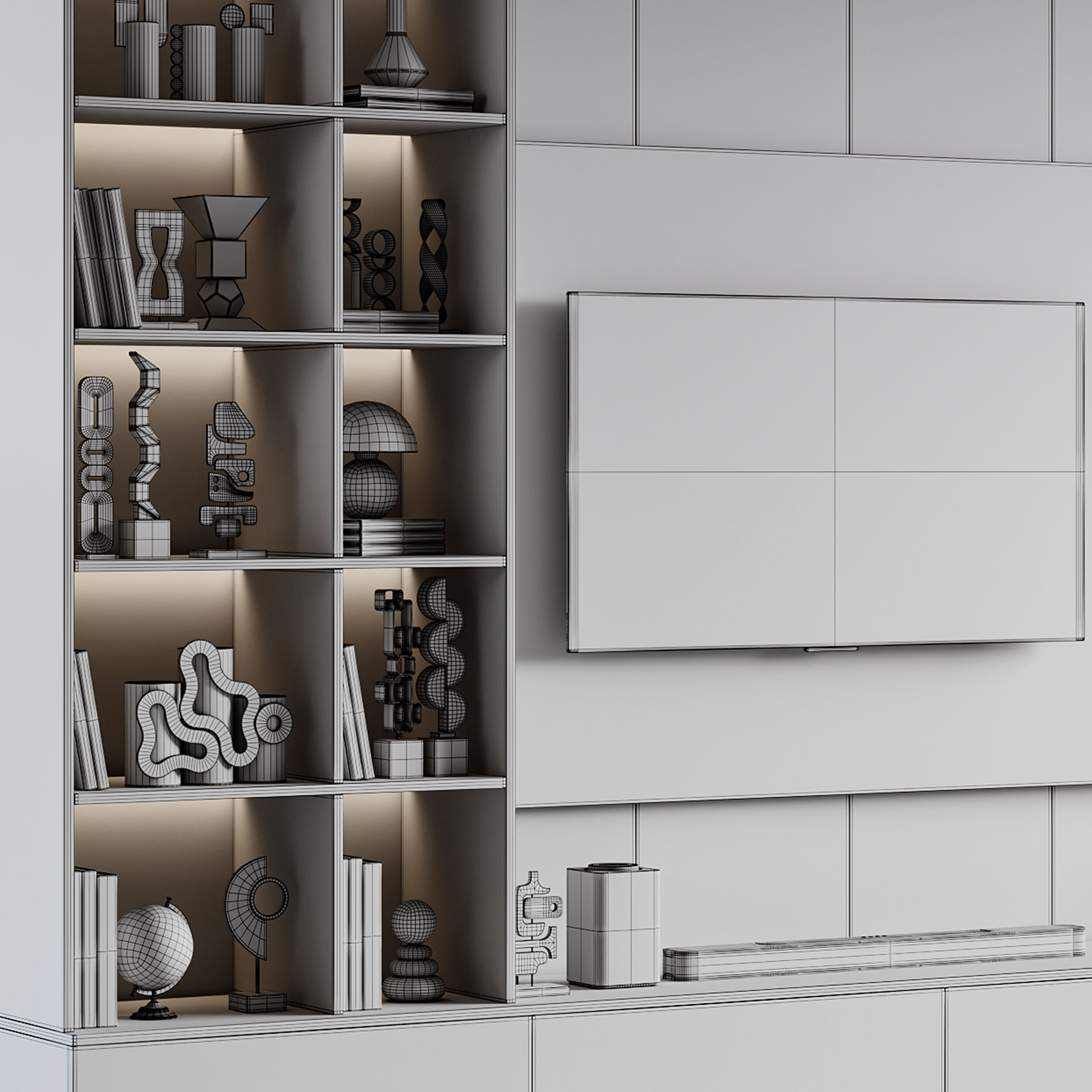 Modern TV Wall 039 3D model_14