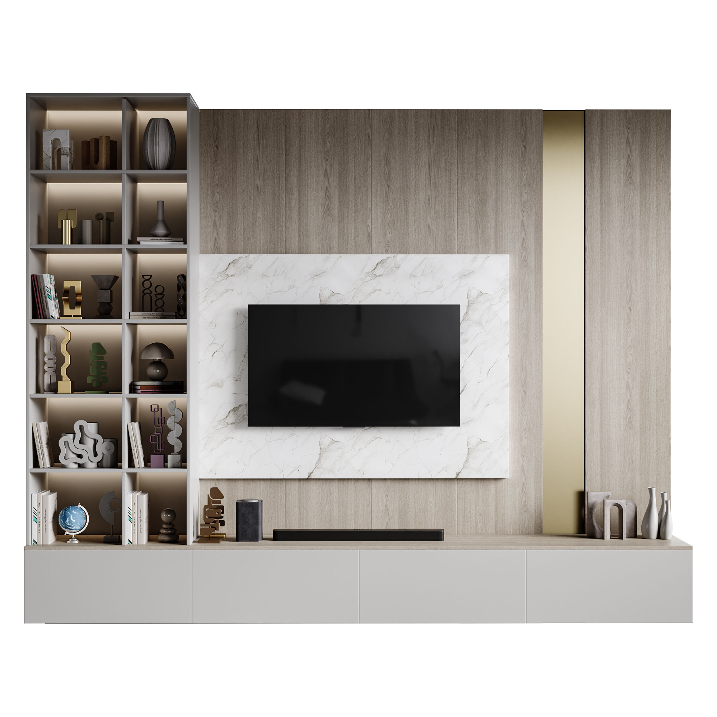 Modern TV Wall 039 3D model_1