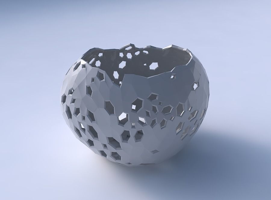 Bowl compressed 2 with crystal skin with holes 3D print model_3