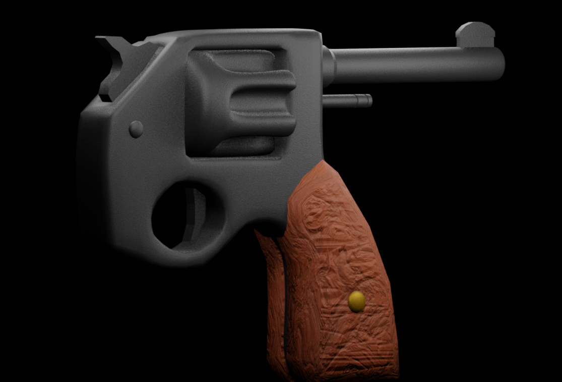 one Time use Revolver gun 3D model_3