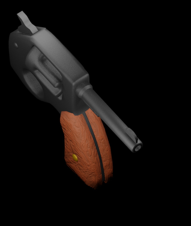one Time use Revolver gun 3D model_2