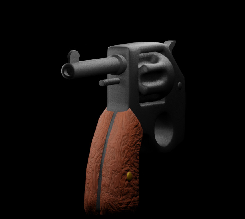 one Time use Revolver gun 3D model_1