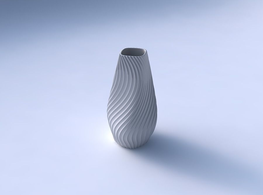 Bottom wide vase helix with wavy extruded lines 4 3D print model_3