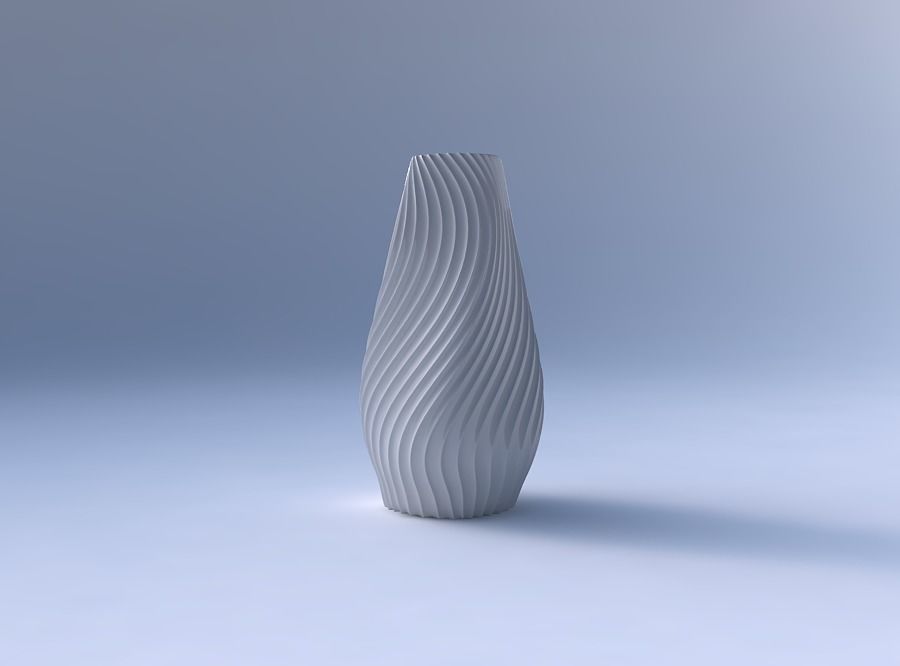 Bottom wide vase helix with wavy extruded lines 4 3D print model_4