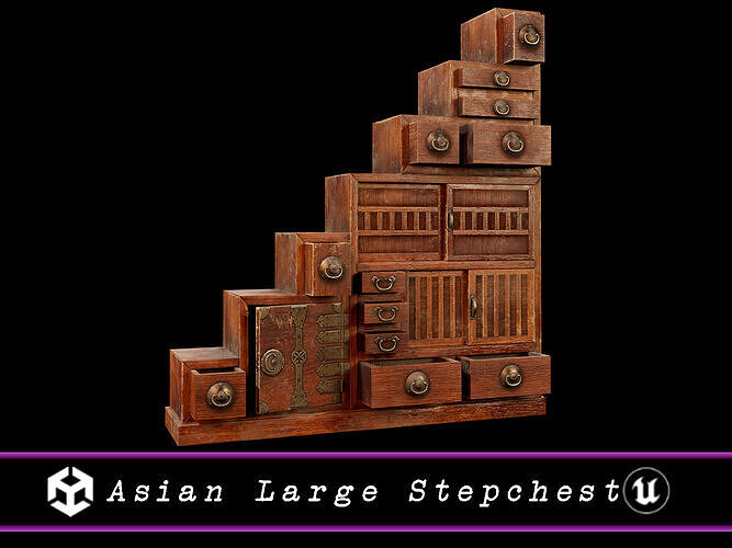Asian Large Stepchest Low-poly 3D model