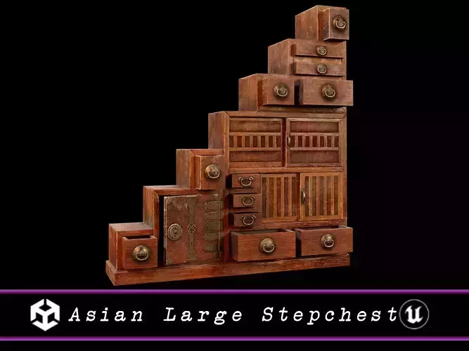 Asian Large Stepchest Low-poly 3D model