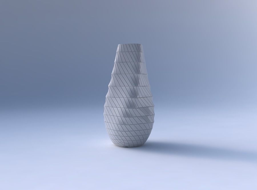 Bottom wide vase helix with twisted grid plates 3D print model_4