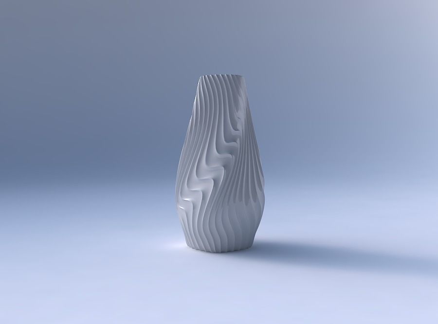 Bottom wide vase helix with wavy extruded lines 3 3D print model_4