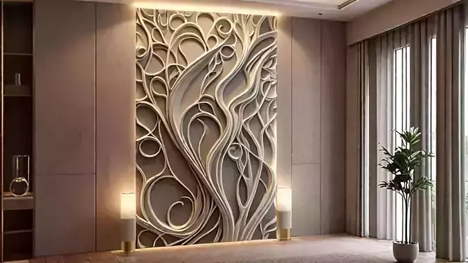 modern panel wall decor set wall relief mural CNC 140