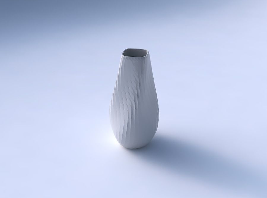 Bottom wide vase helix with twisted diagonal grid pattern 3D print model_3