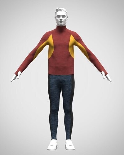 Mens layered t-shirt Low-poly 3D model