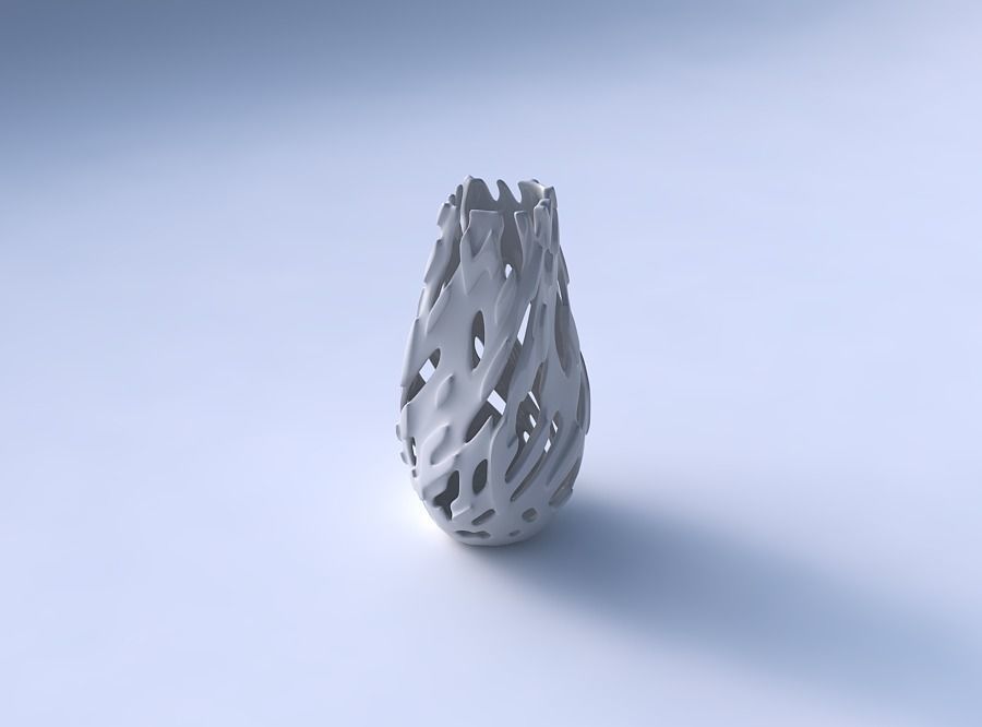 Bottom wide vase helix with smooth cuts and bulges 3D print model_3