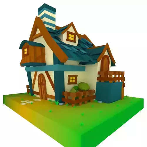 Cartoon Cottage House Low-poly 3D model