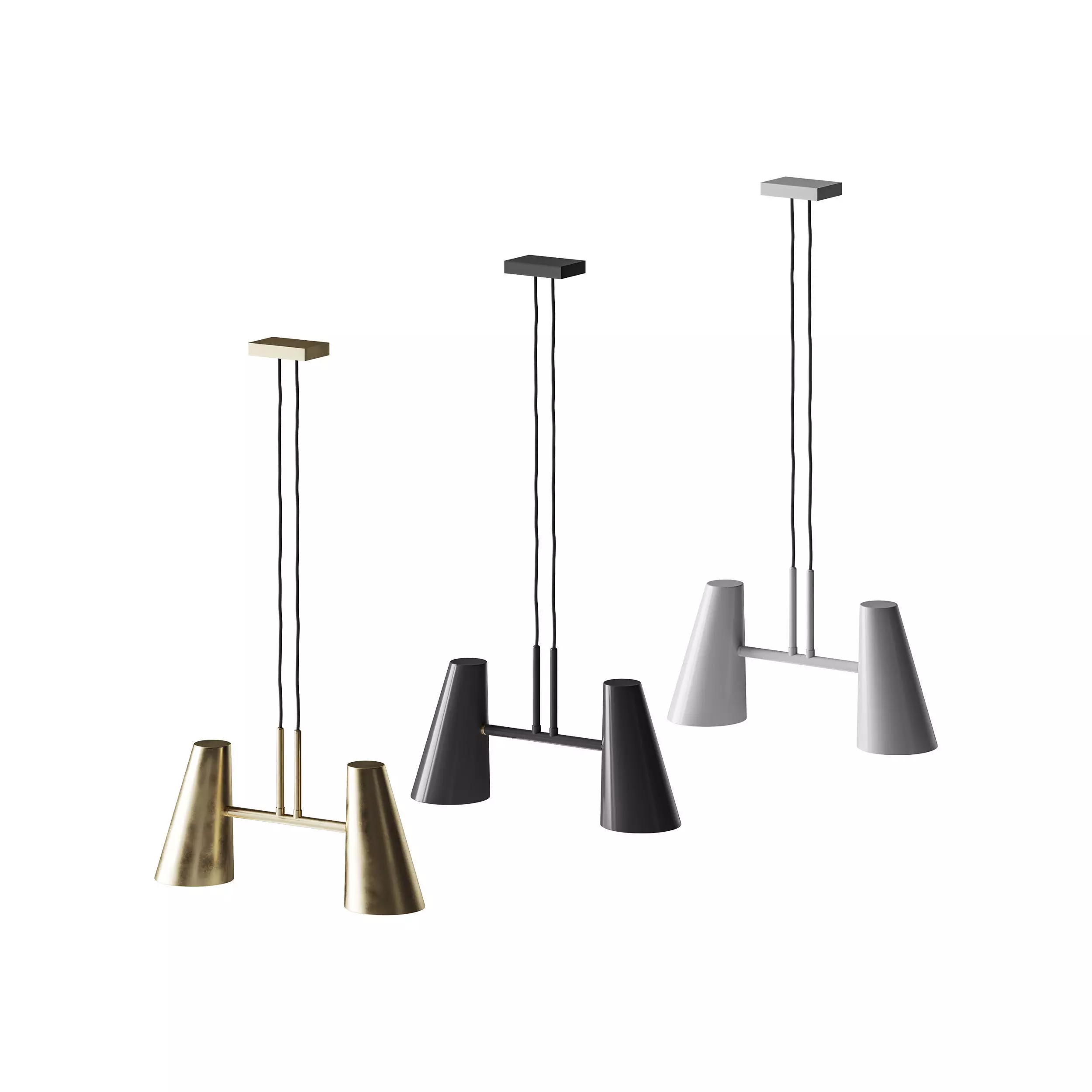 Cono pendant lamp 2 shades 3D model_0