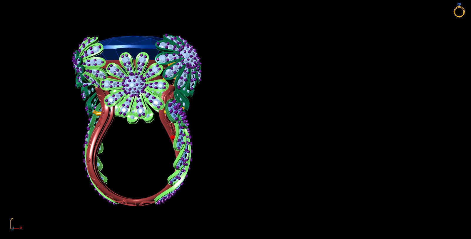 Elegant Flower Ring 3D model_1