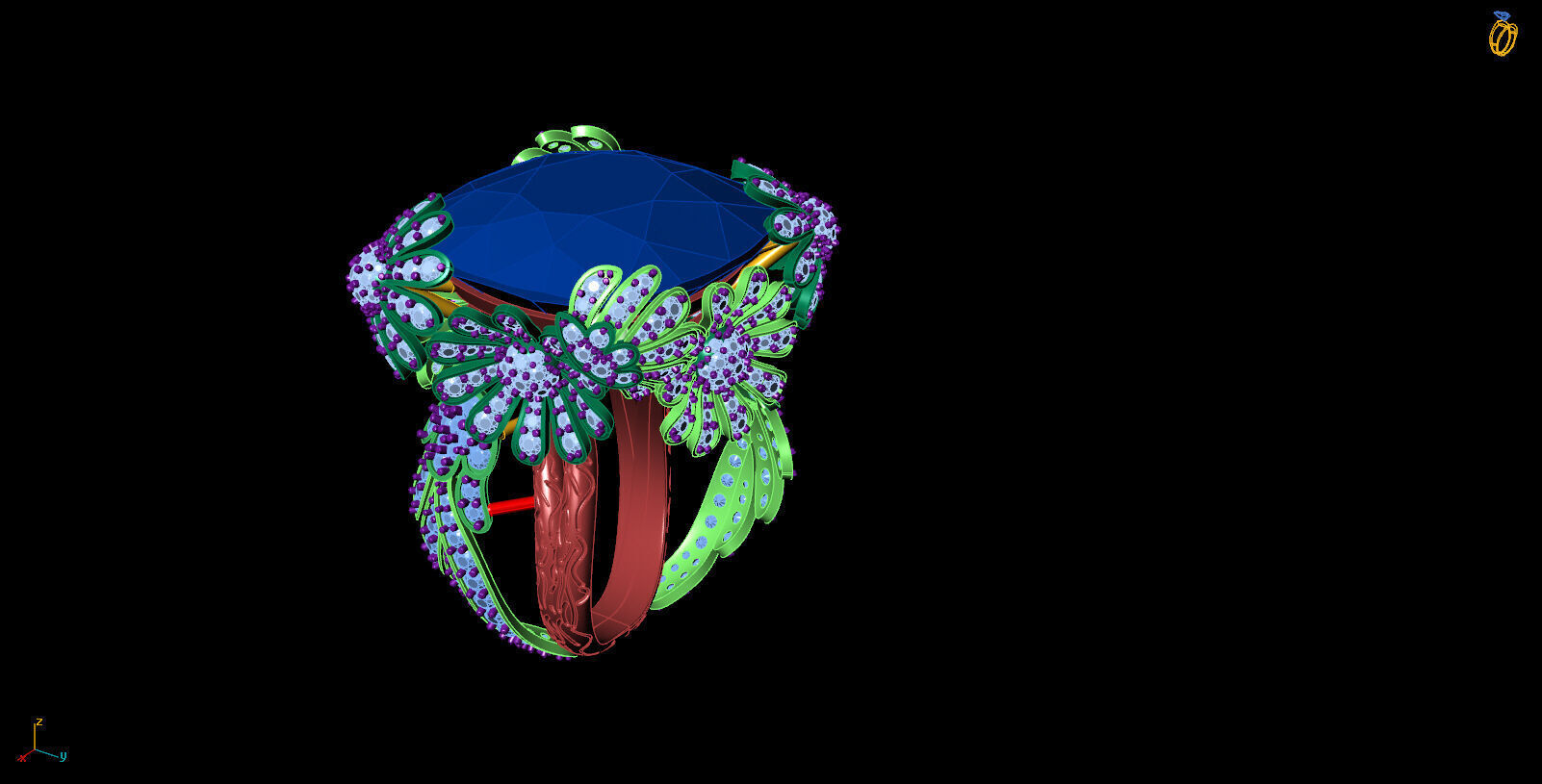 Elegant Flower Ring 3D model_3